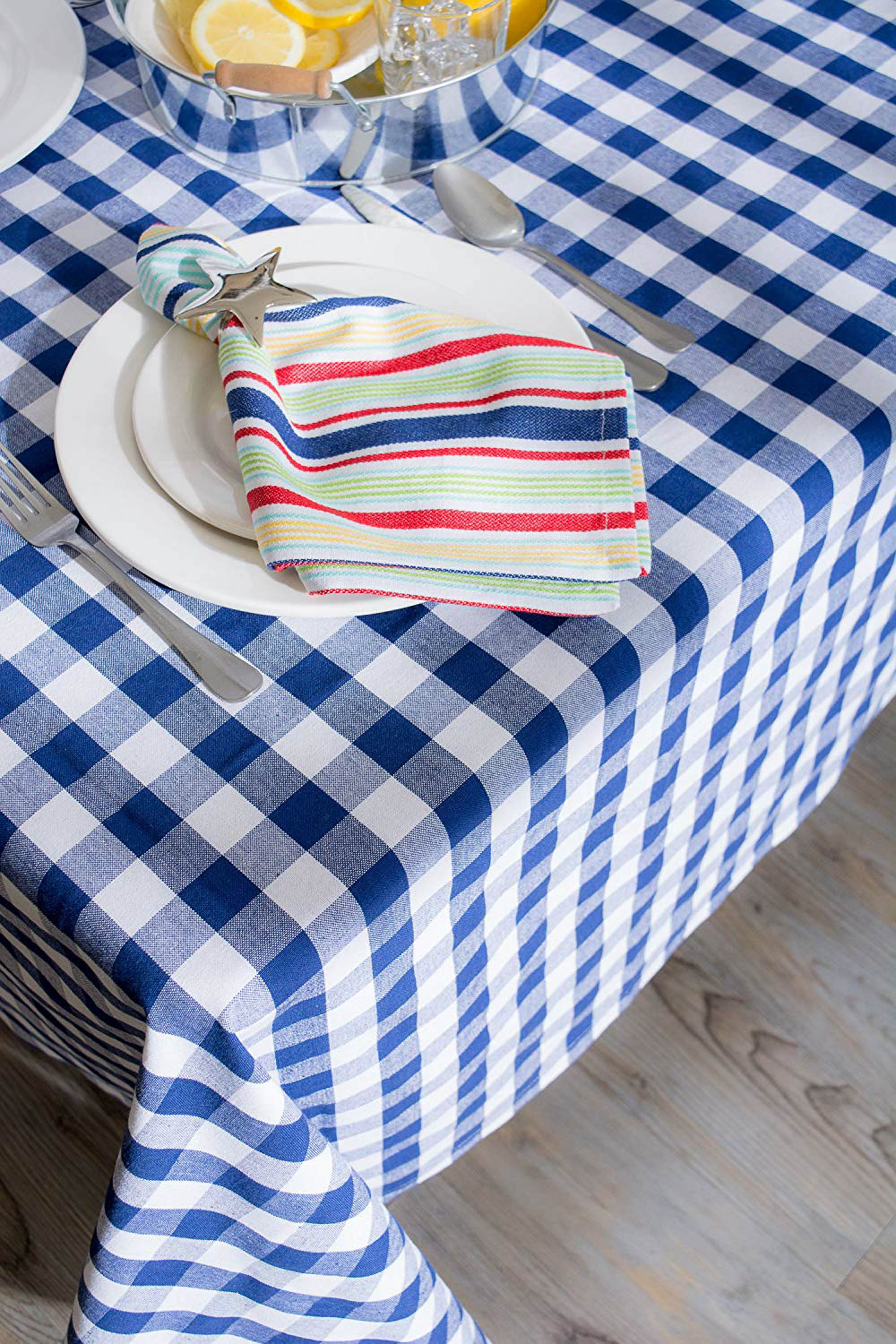 DII Navy/White Checkers Tablecloth
