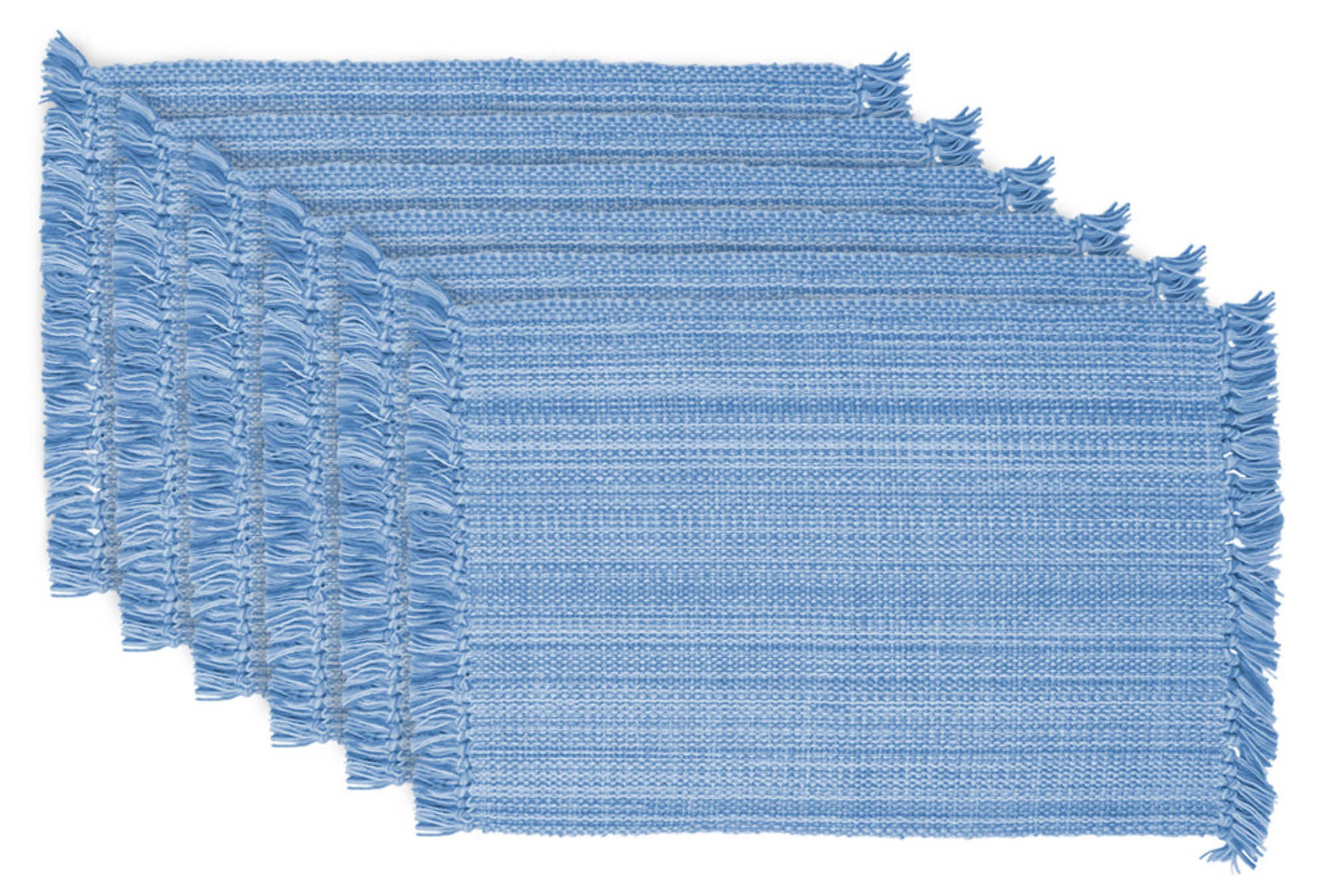 Dii Variegated Light Blue Fringe Placemat (Set Of 6)