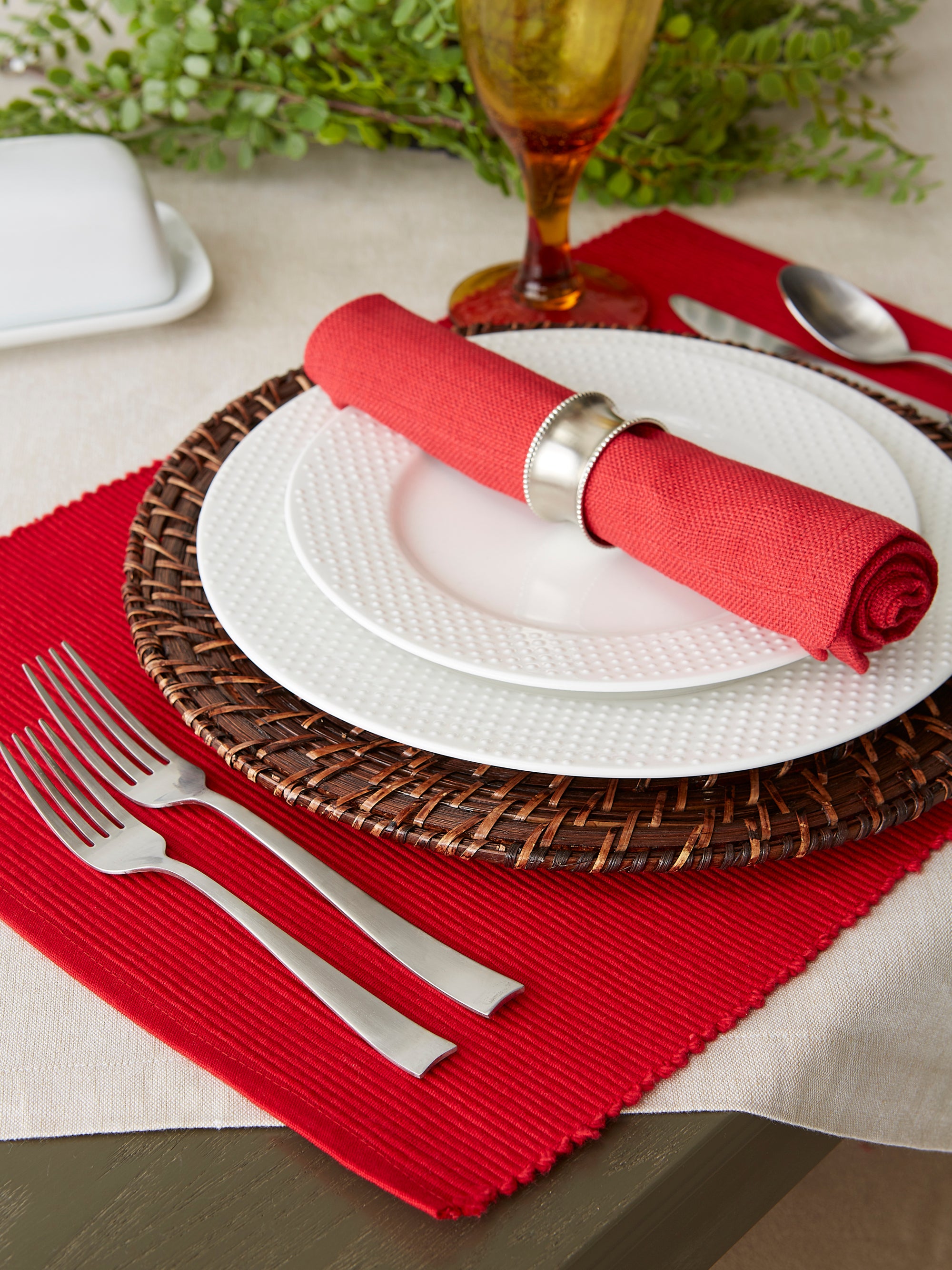 DII Tango Red Ribbed Placemat (Set of 6)
