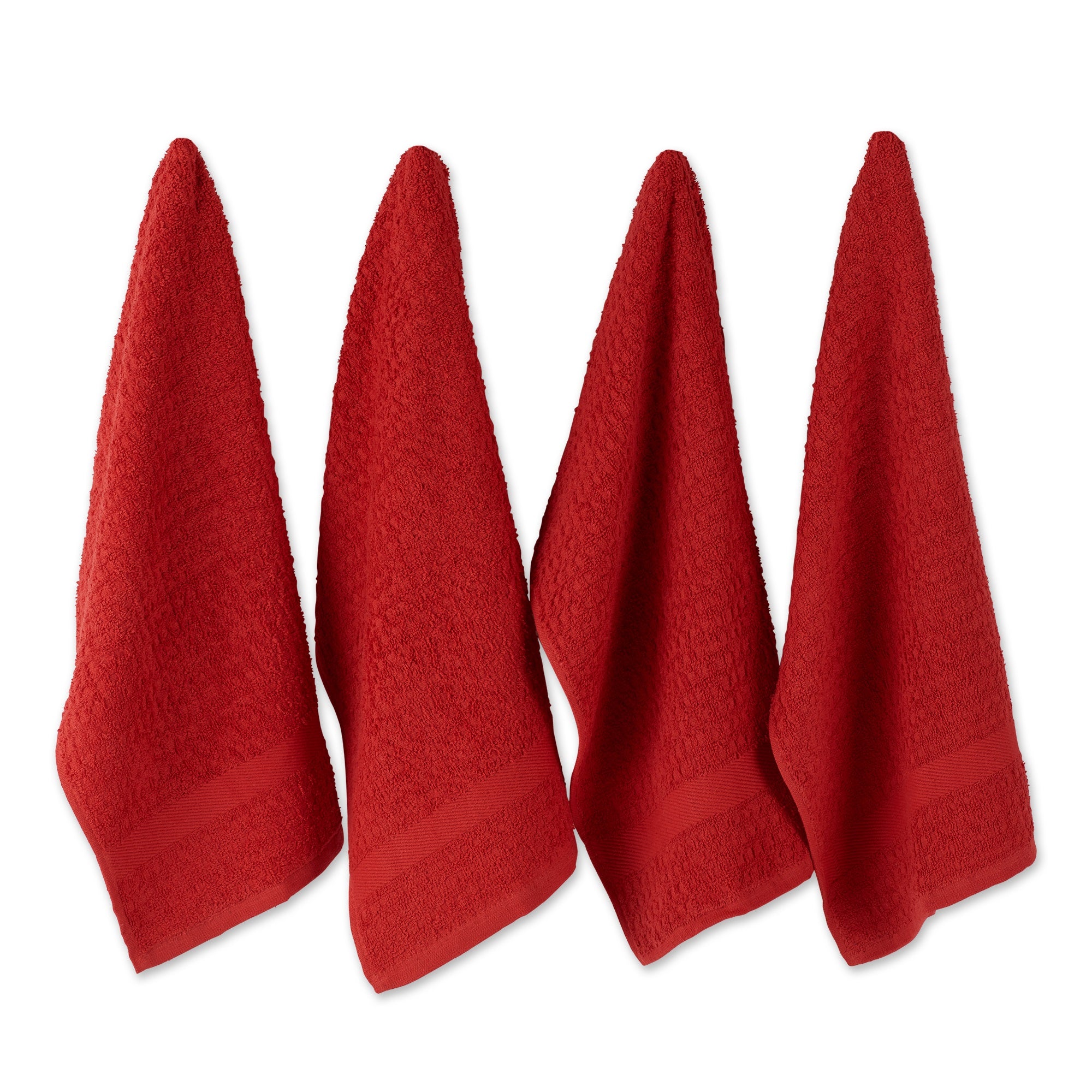 Solid Waffle Dishtowel Red Set Of 4