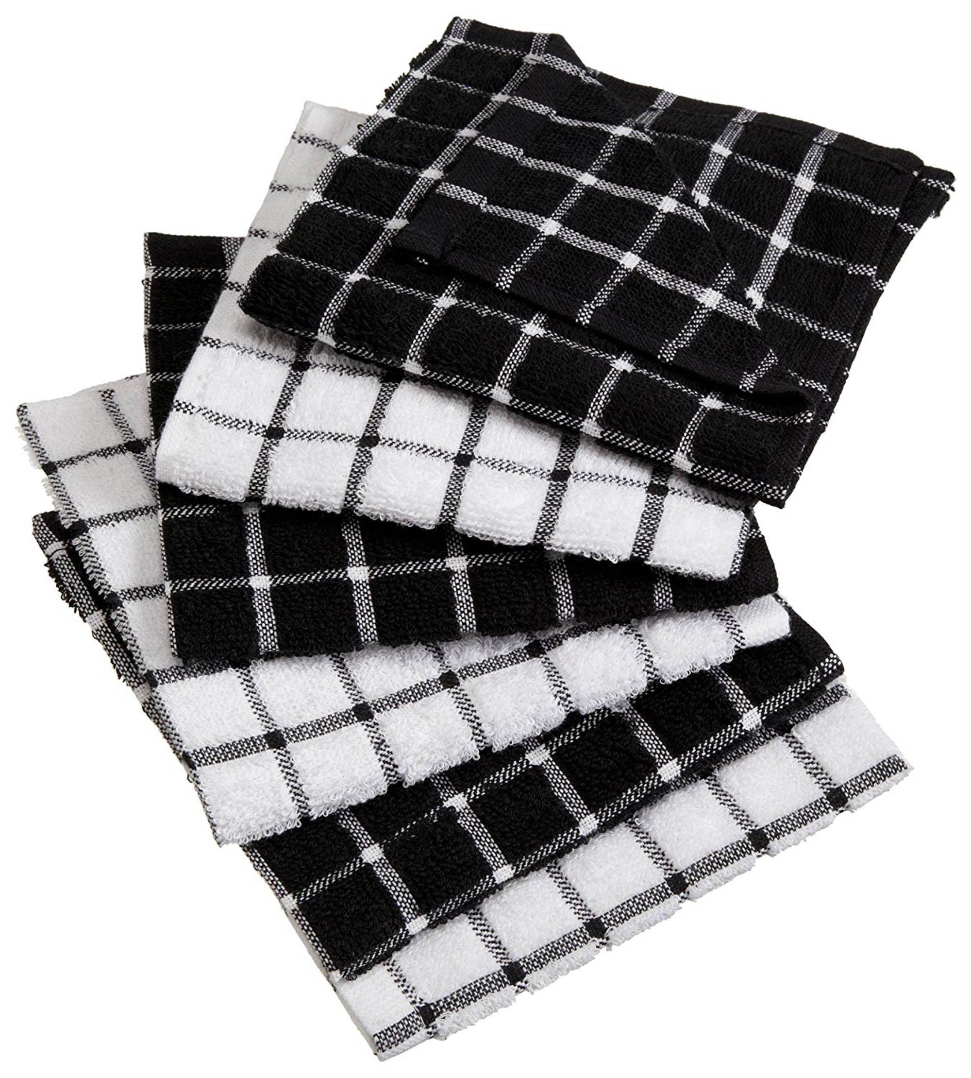 Dii Black Combo Windowpane Dishcloth (Set Of 6)