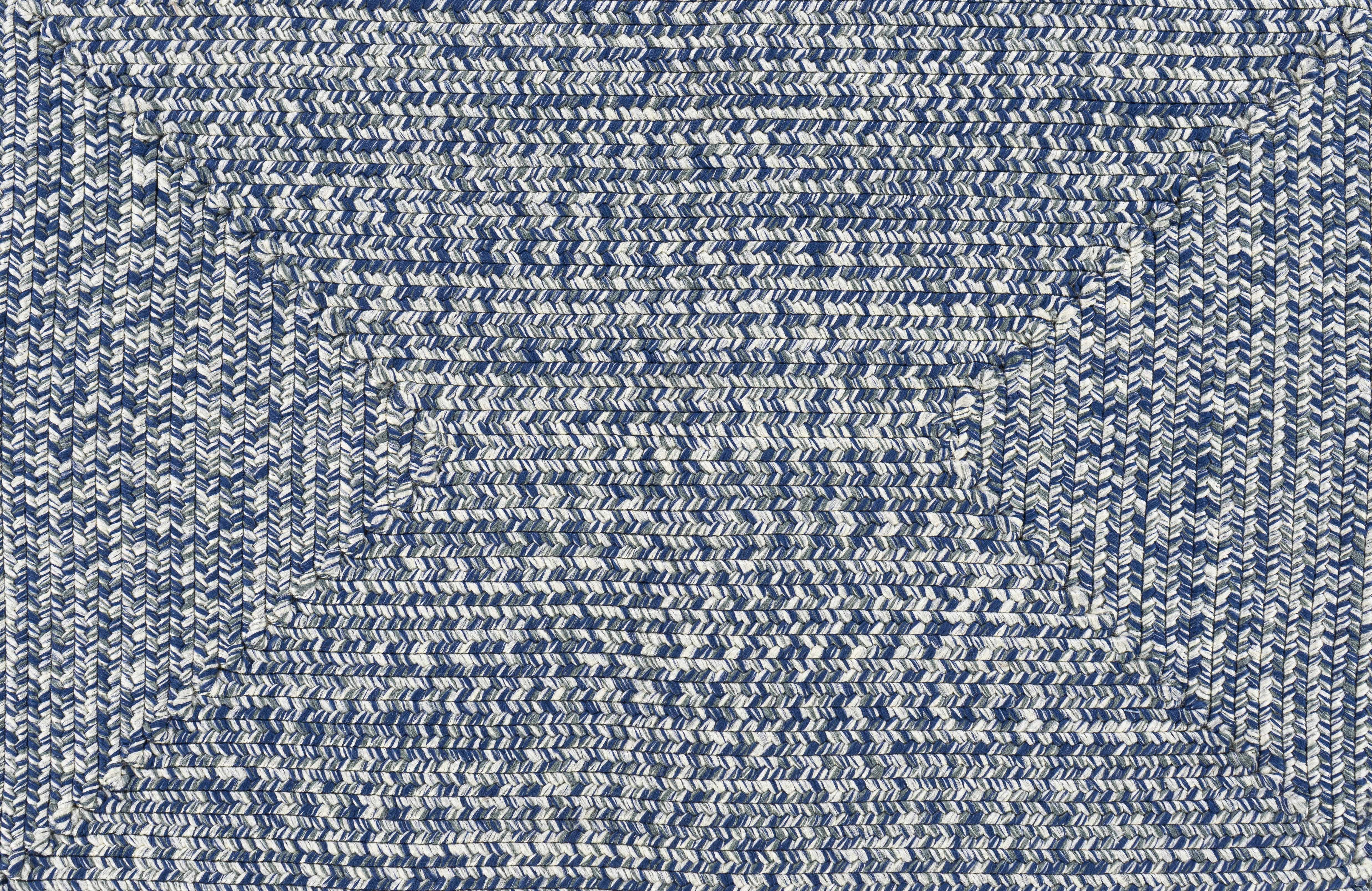 Blue Braided Faux Jute Outdoor Rug