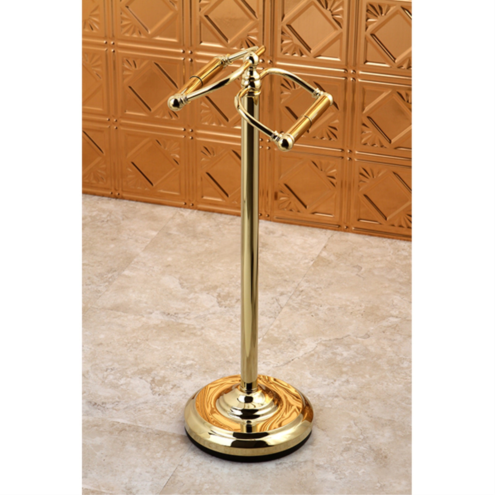 Kingston Brass Cc2202 Vintage Freestanding Double Roll Toilet Paper Holder, Polished Brass