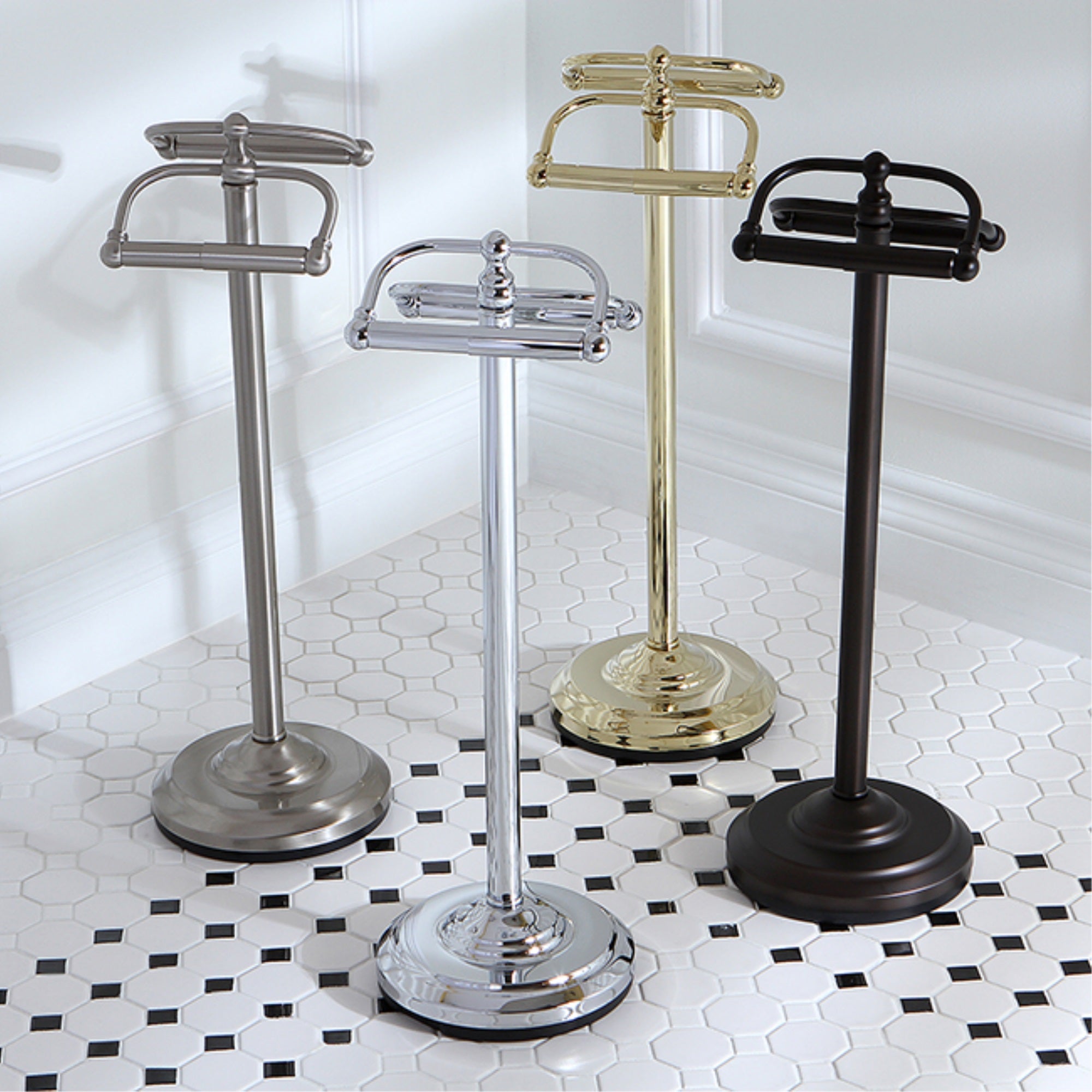 Kingston Brass CC2208 Vintage Freestanding Double Roll Toilet Paper Holder  Brushed Nickel