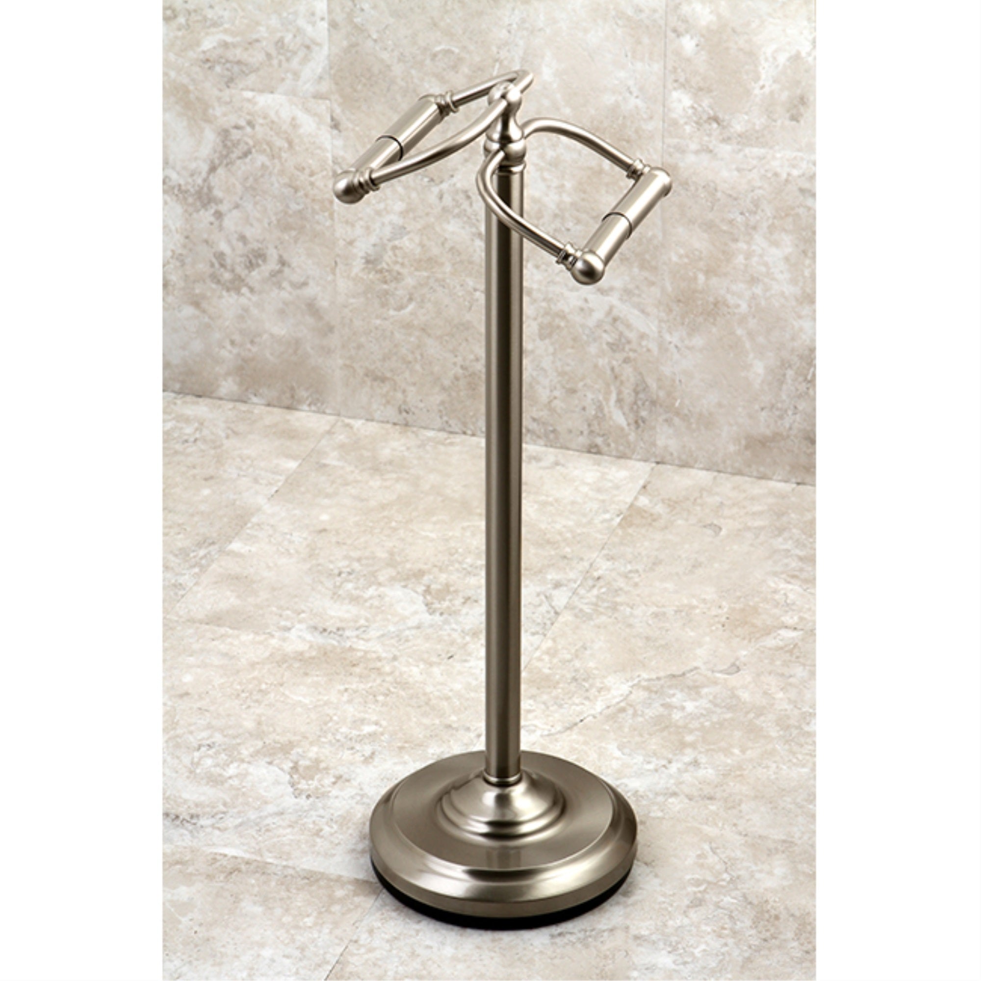 Kingston Brass CC2208 Vintage Freestanding Double Roll Toilet Paper Holder  Brushed Nickel