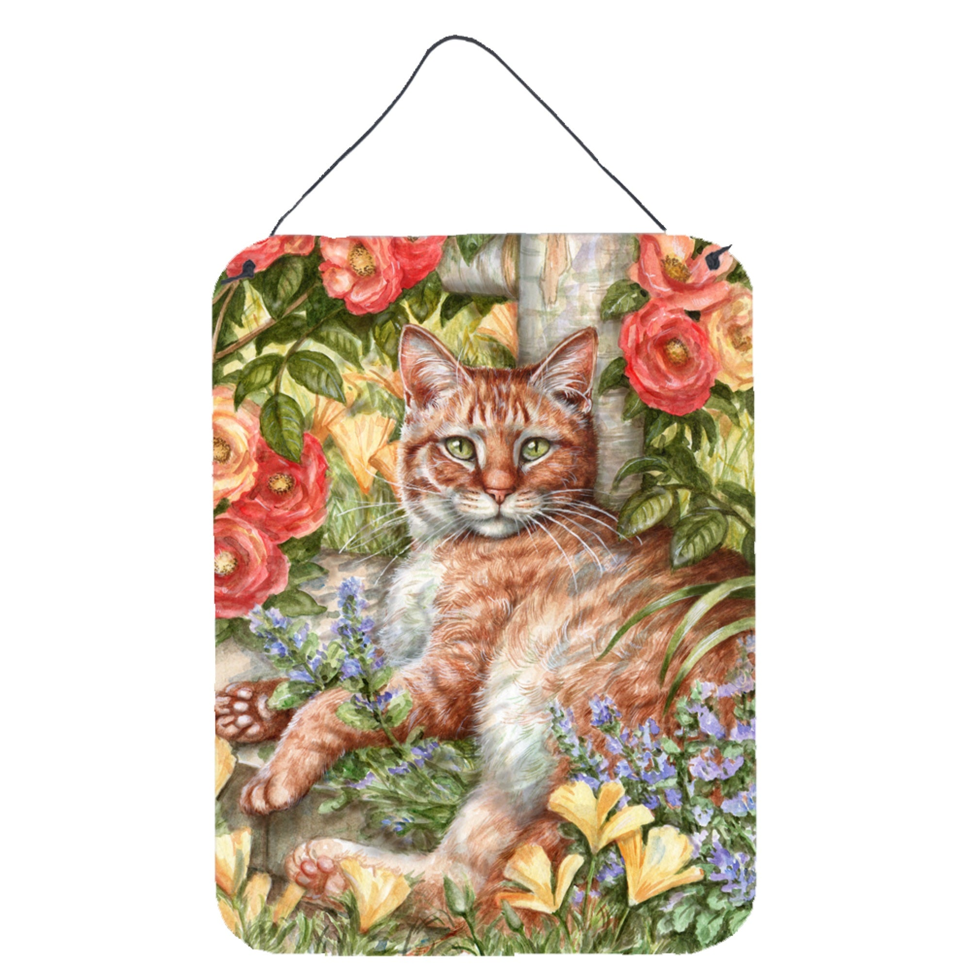 'Caroline'S Treasures Tabby In The Roses By Debbie Cook Wall Or Door Hanging Prints Cdco0027Ds1216, 16''''H X 12''''W, Multicol