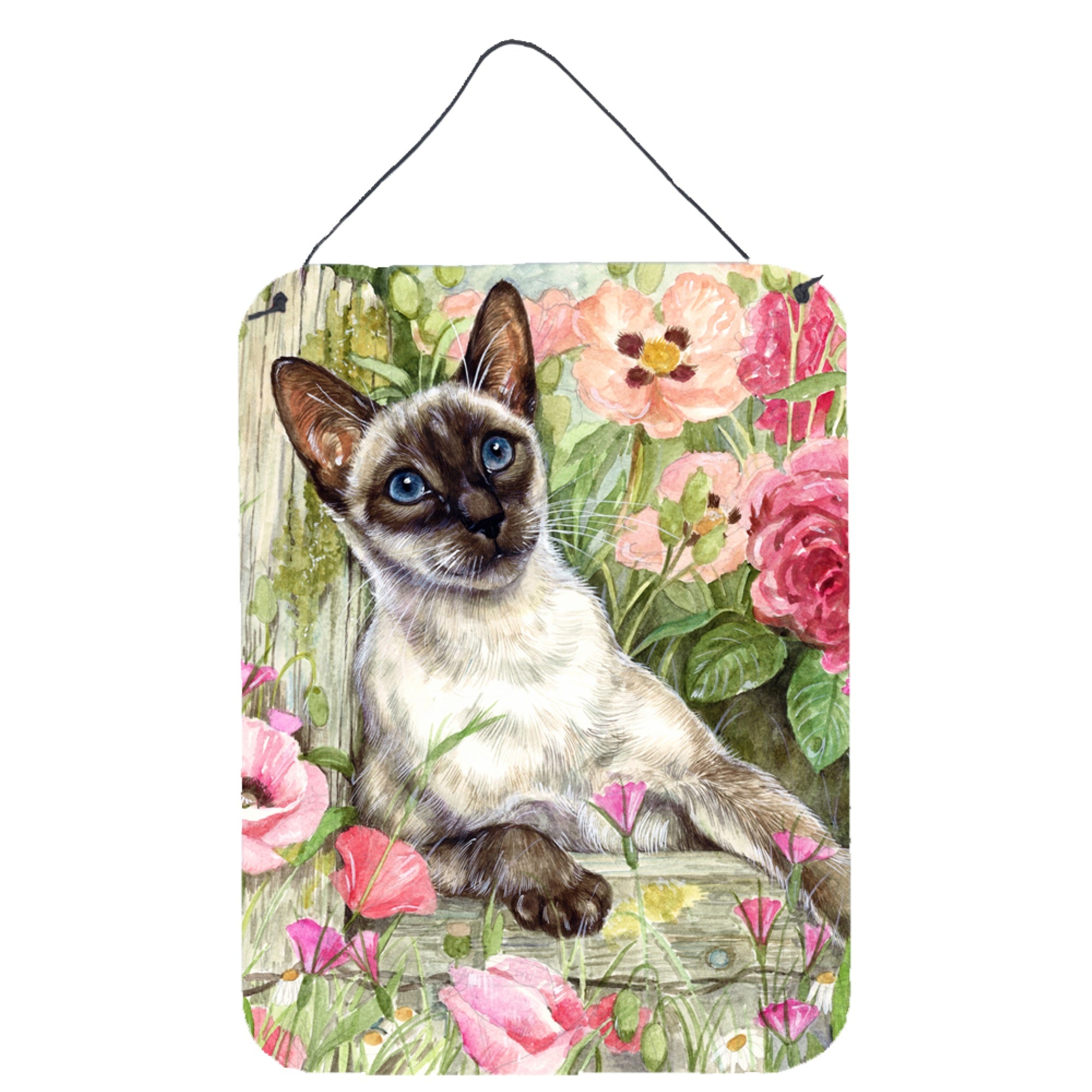 'Caroline'S Treasures Siamese Cat In The Roses Wall Or Door Hanging Prints Cdco0033Ds1216, 16Hx12W, Multicolor''