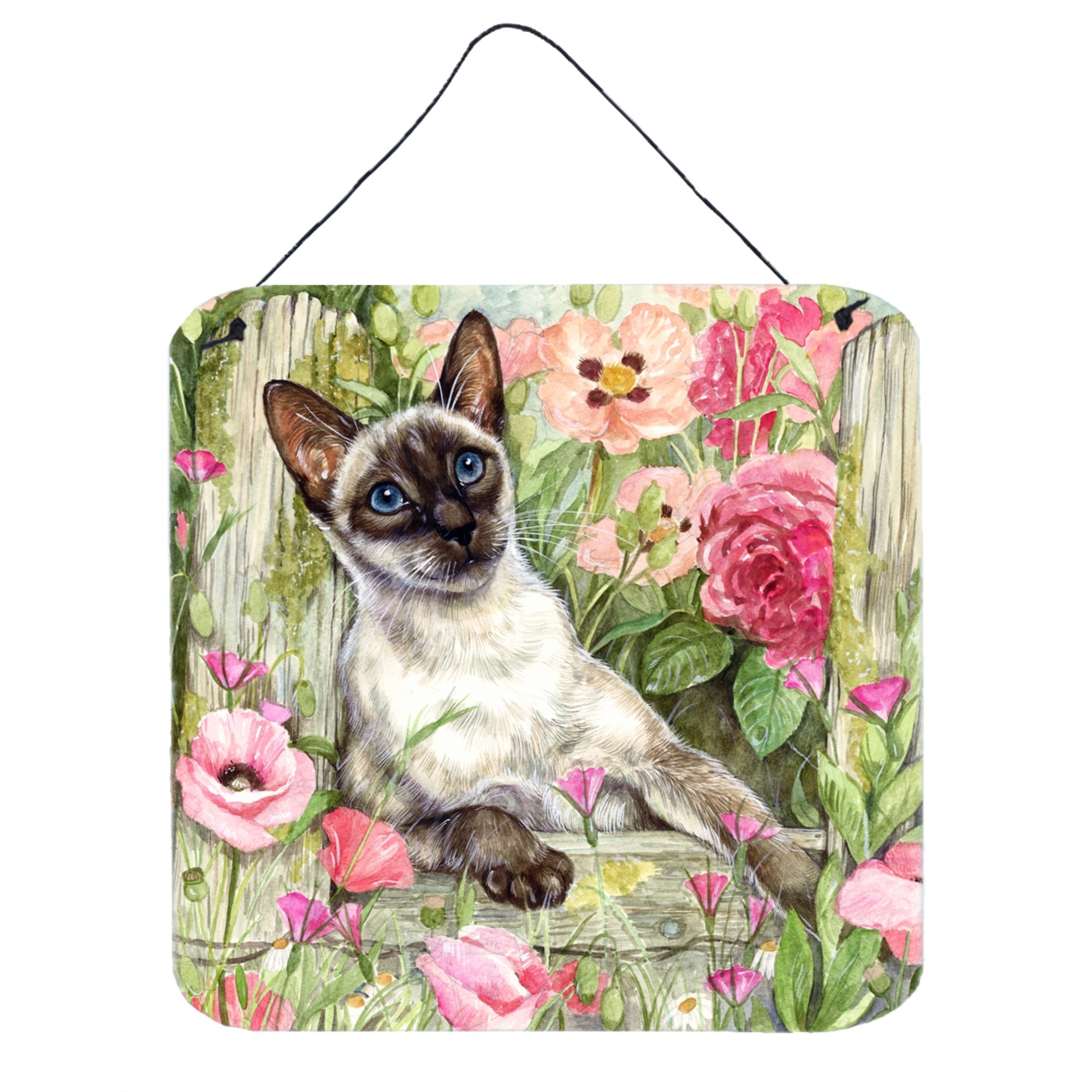 'Caroline'S Treasures Siamese Cat In The Roses Wall Or Door Hanging Prints Cdco0033Ds66, 6Hx6W, Multicolor''