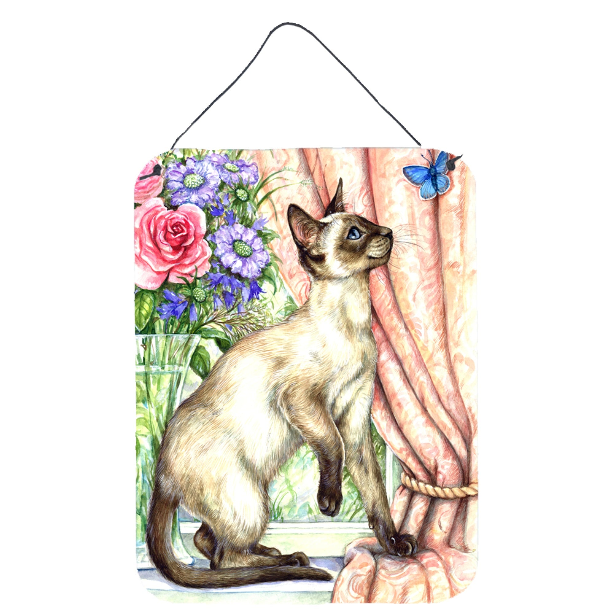 'Caroline'S Treasures Siamese Cat With Butterfly Wall Or Door Hanging Prints Cdco0036Ds1216, 16Hx12W, Multicolor''