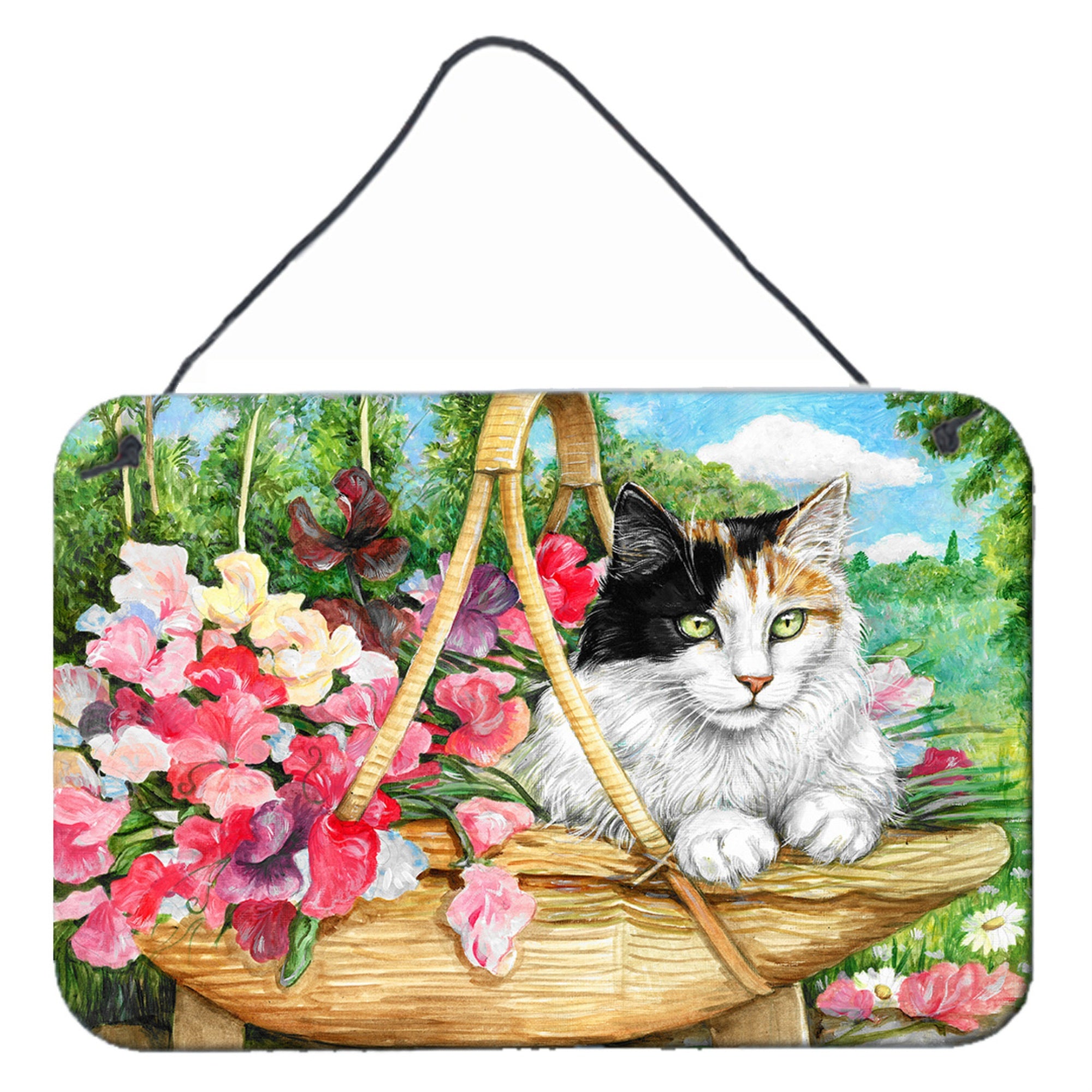'Caroline'S Treasures Cat In Basket Wall Or Door Hanging Prints Cdco0178Ds812, 8Hx12W''