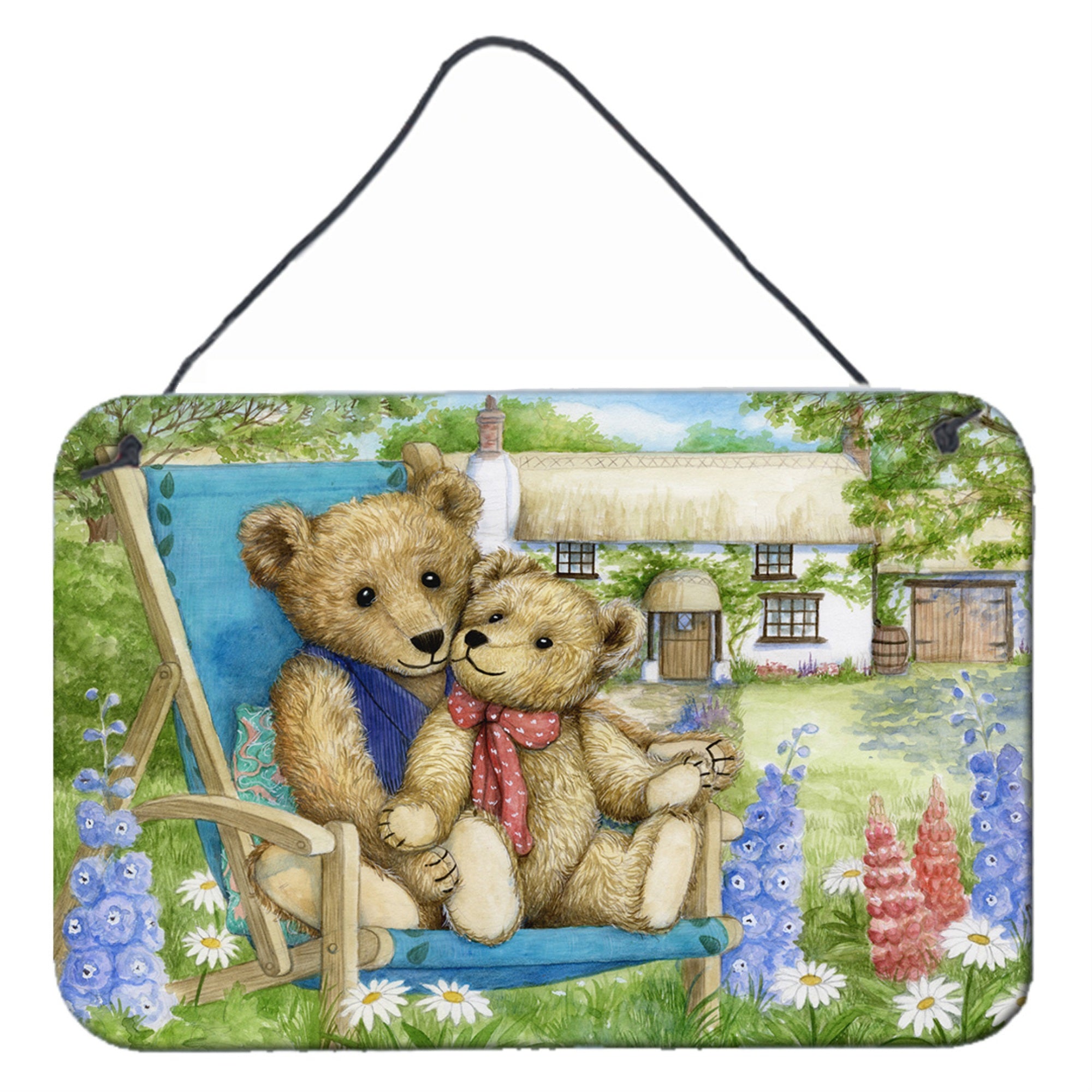 'Caroline'S Treasures Springtime Teddy Bears In Flowers Wall Or Door Hanging Prints Cdco0306Ds812, 8Hx12W''