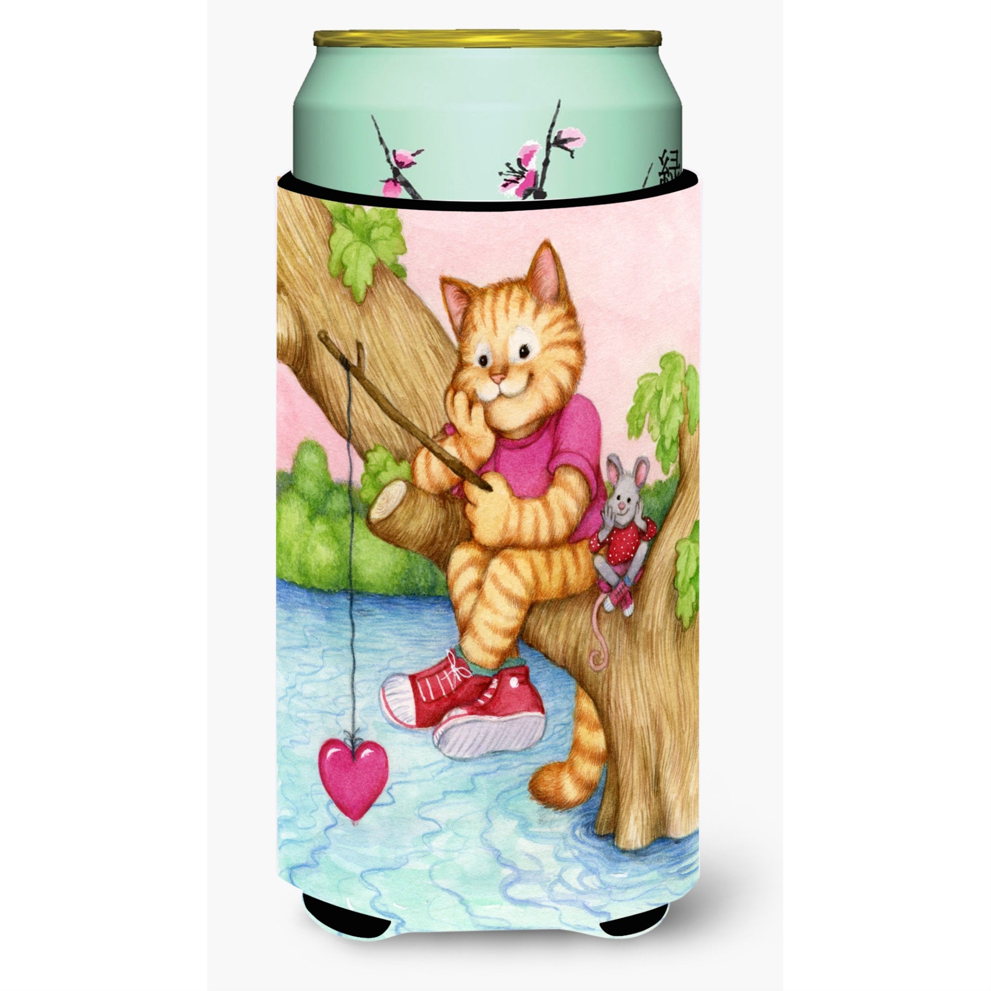 'Caroline'S Treasures Cdco0320Tbc ''''Valentine Cat Fishing For Love'''' Tall Boy Beverage Insulator Hugger, Multicolor''