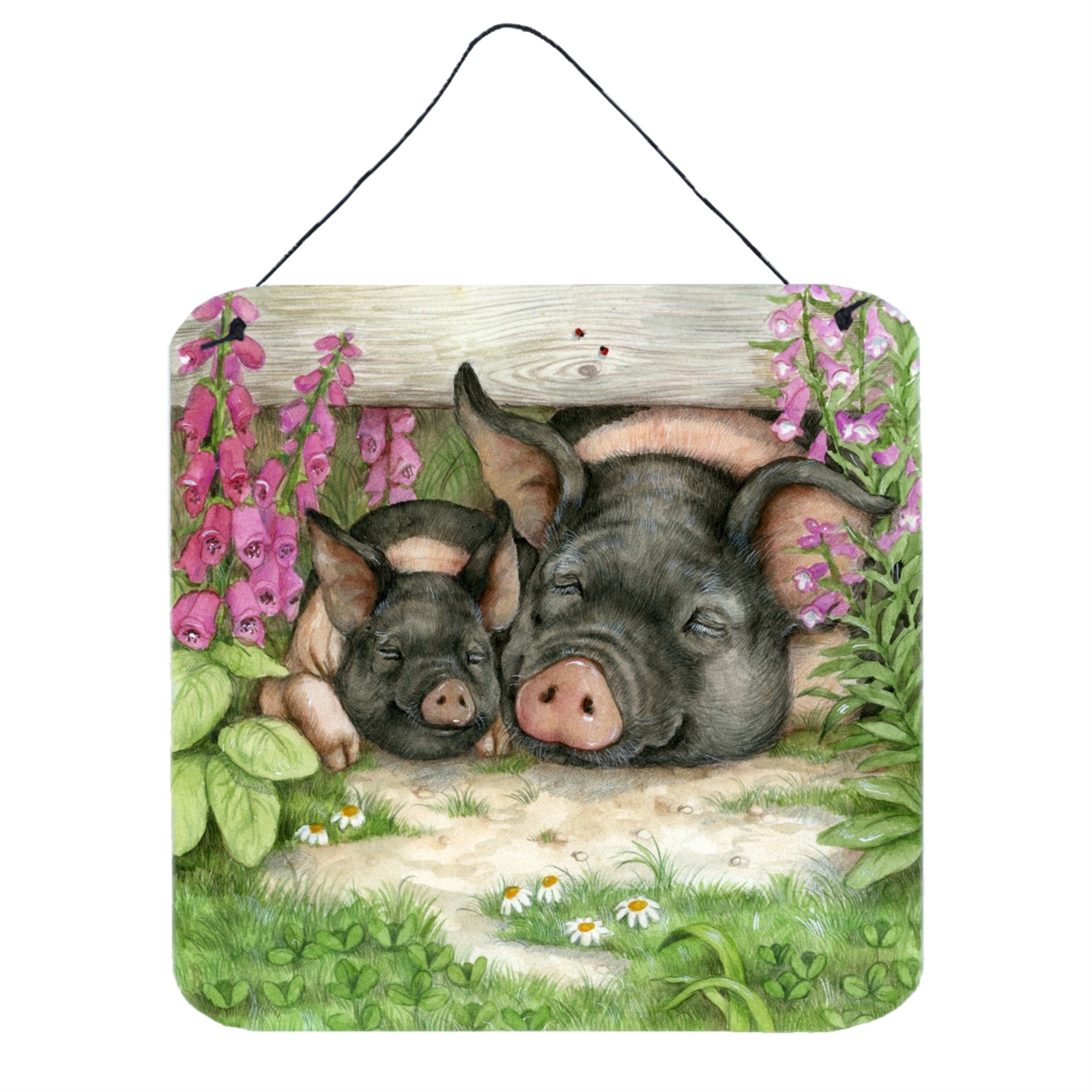 'Caroline'S Treasures Pigs Under The Fence By Debbie Cook Wall Or Door Hanging Prints Cdco0355Ds66, 6Hx6W, Multicolor''