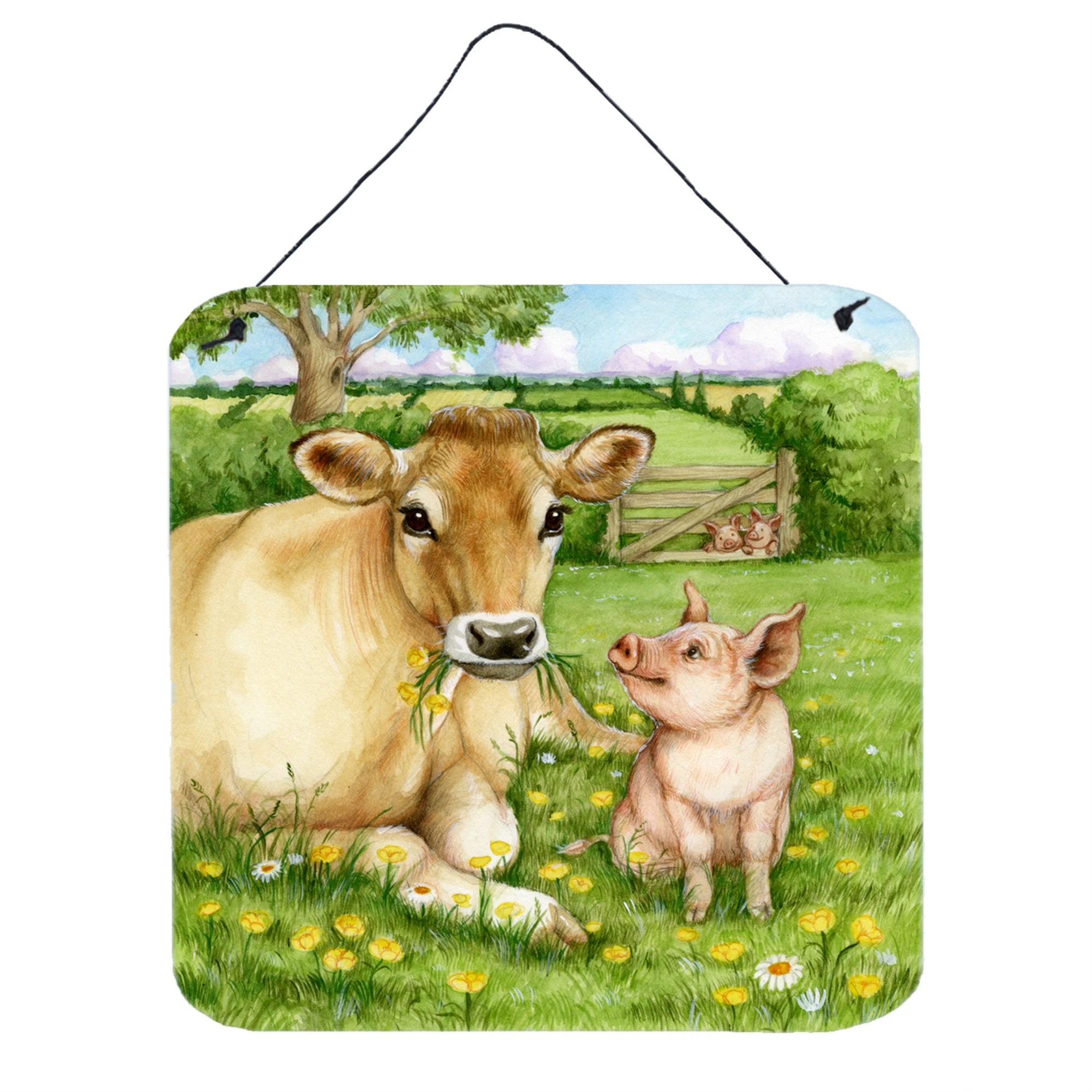 'Caroline'S Treasures Pigs And Cow Good Friends Wall Or Door Hanging Prints Cdco0360Ds66, 6Hx6W, Multicolor''