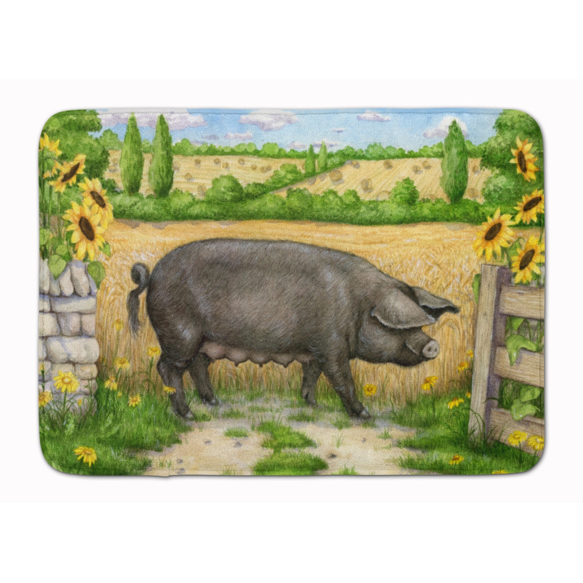 'Caroline'S Treasures Black Pig With Sunflowers Floor Mat, 19'''' X 27'''', Multicolor''