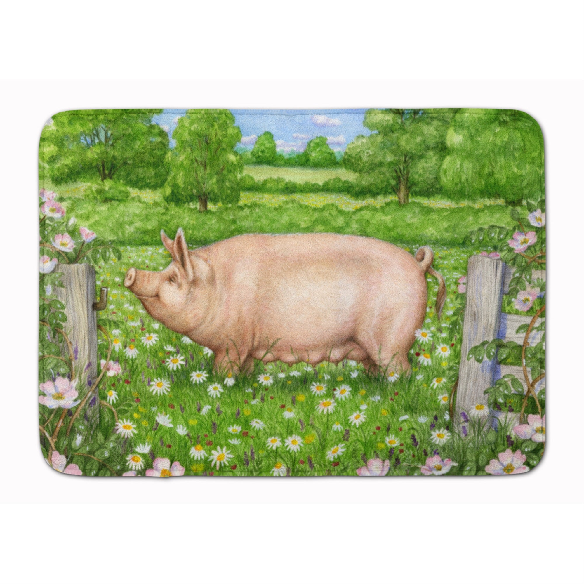 'Caroline'S Treasures Pig In Dasies By Debbie Cook Floor Mat, 19'''' X 27'''', Multicolor''