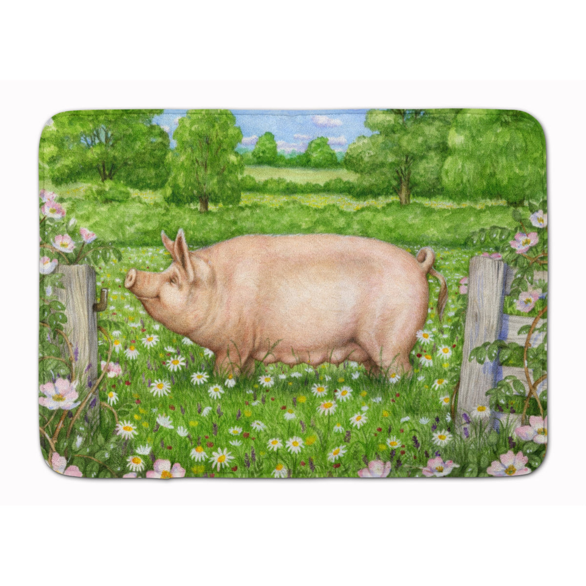'Caroline'S Treasures Pig In Dasies By Debbie Cook Floor Mat, 19'''' X 27'''', Multicolor''