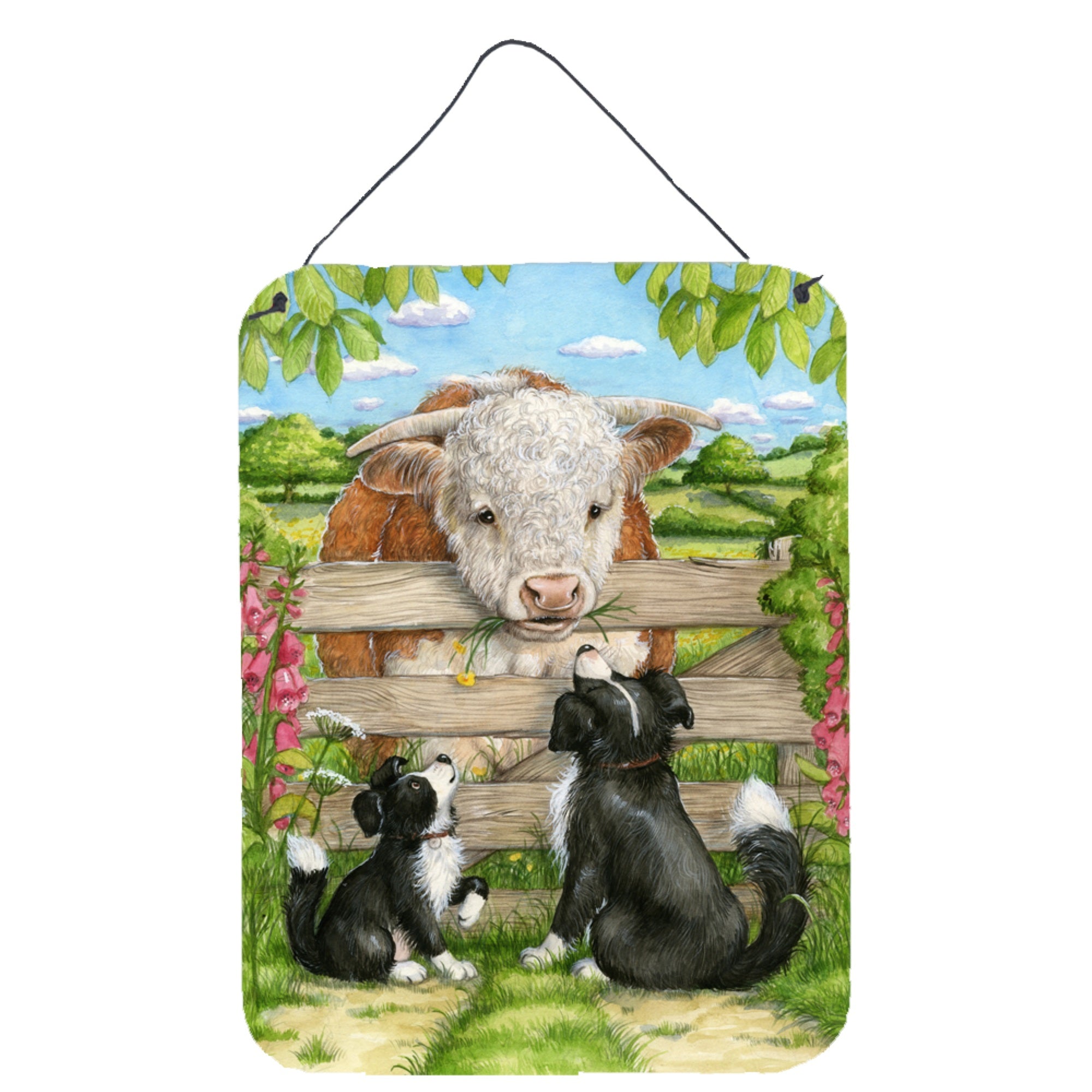 'Caroline'S Treasures Bull And Pup Friends By Debbie Cook Wall Or Door Hanging Prints Cdco0378Ds1216, 16Hx12W, Multicolor''