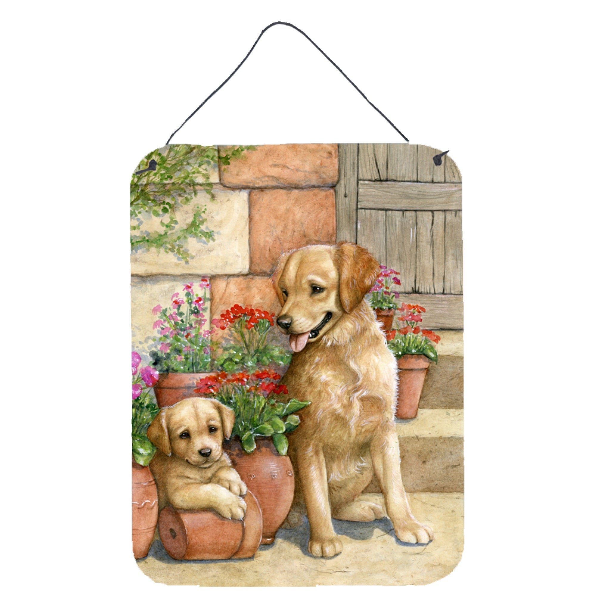 'Caroline'S Treasures Father And Son Yellow Labrador Wall Or Door Hanging Prints Cdco0383Ds1216, 16''''H X 12''''W, Multicolor'