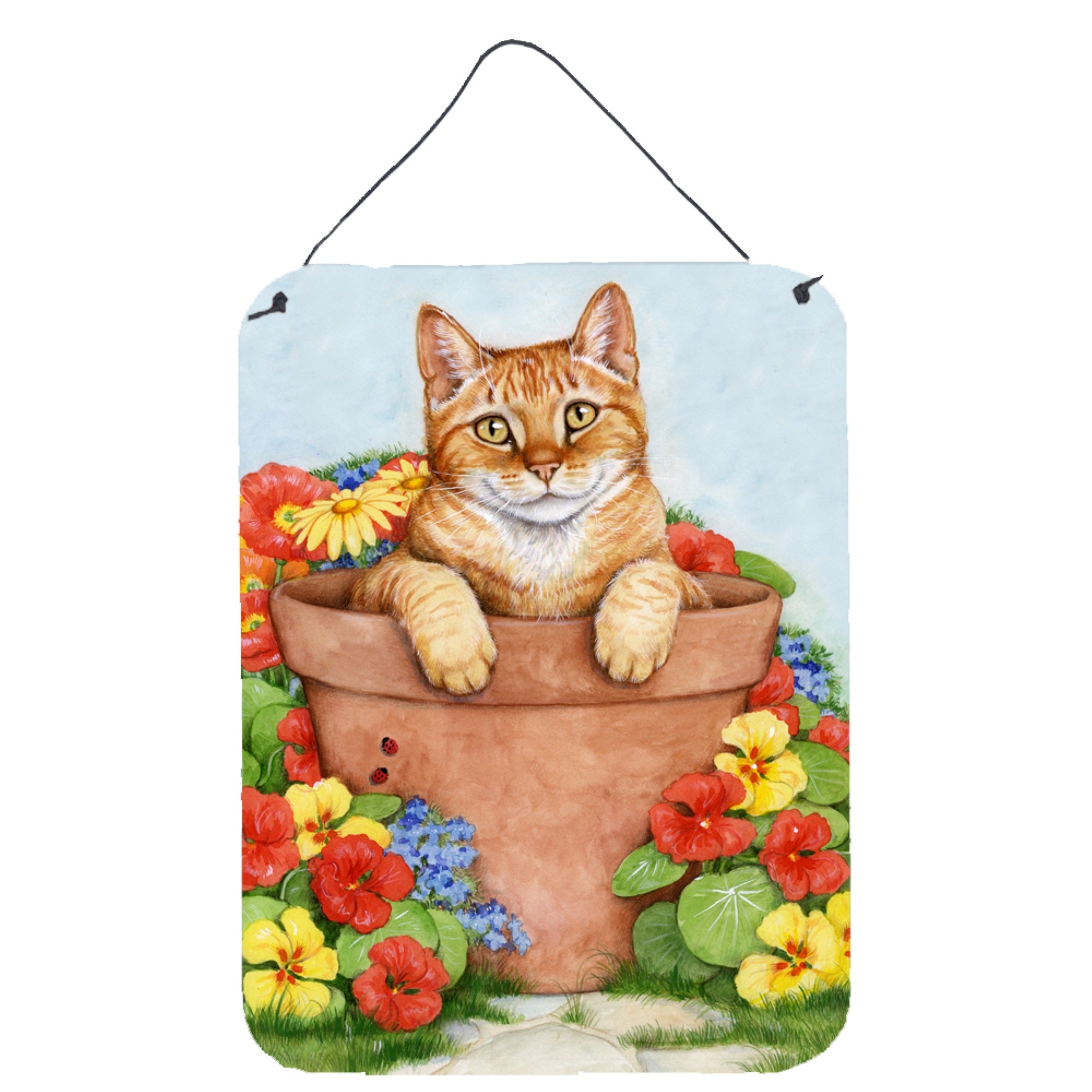 'Caroline'S Treasures Ginger Cat In Pot By Debbie Cook Wall Or Door Hanging Prints Cdco0395Ds1216, 16''''H X 12''''W, Multicolo