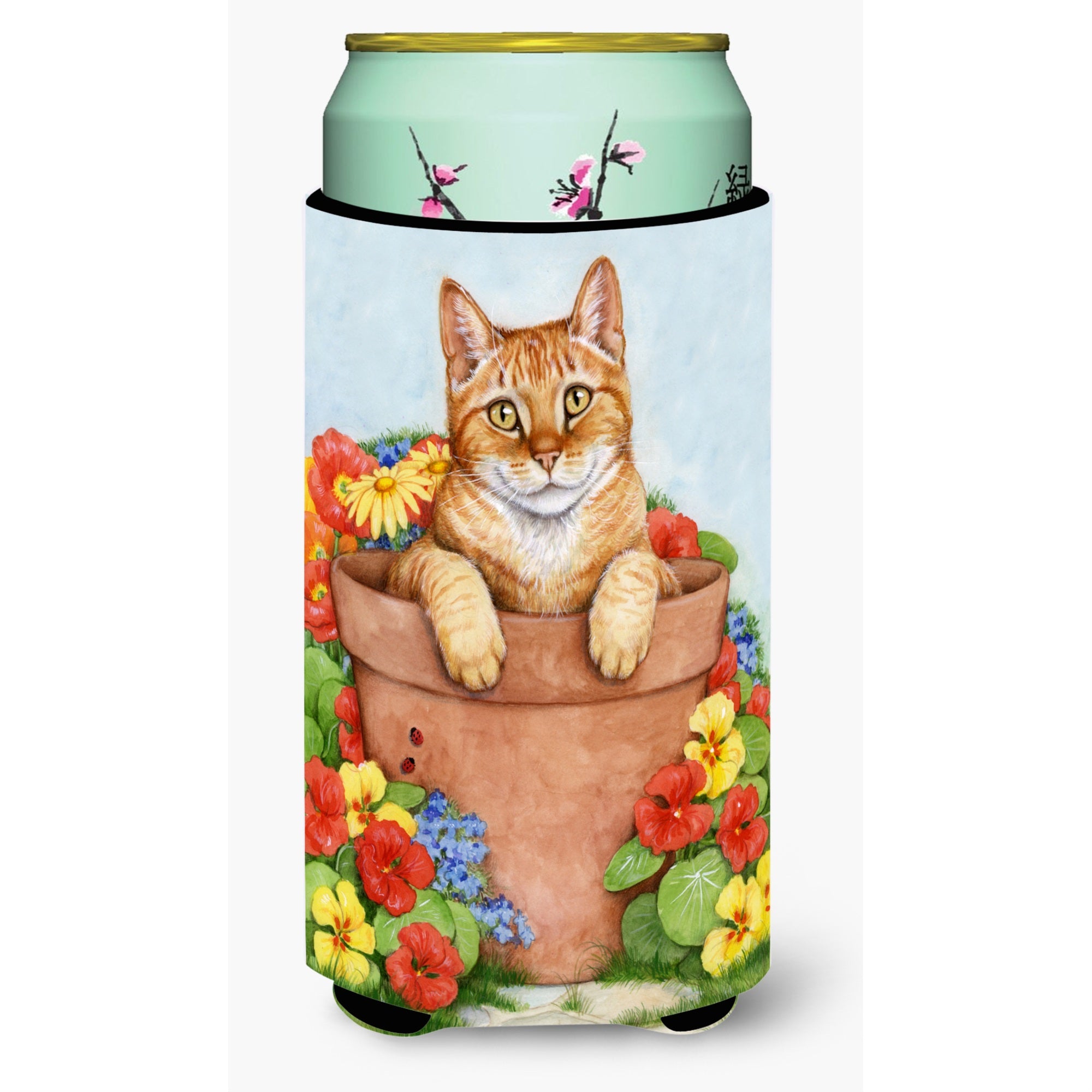 'Caroline'S Treasures Cdco0395Tbc ''''Ginger Cat In Pot By Debbie Cook'''' Tall Boy Beverage Insulator Hugger, Multicolor''