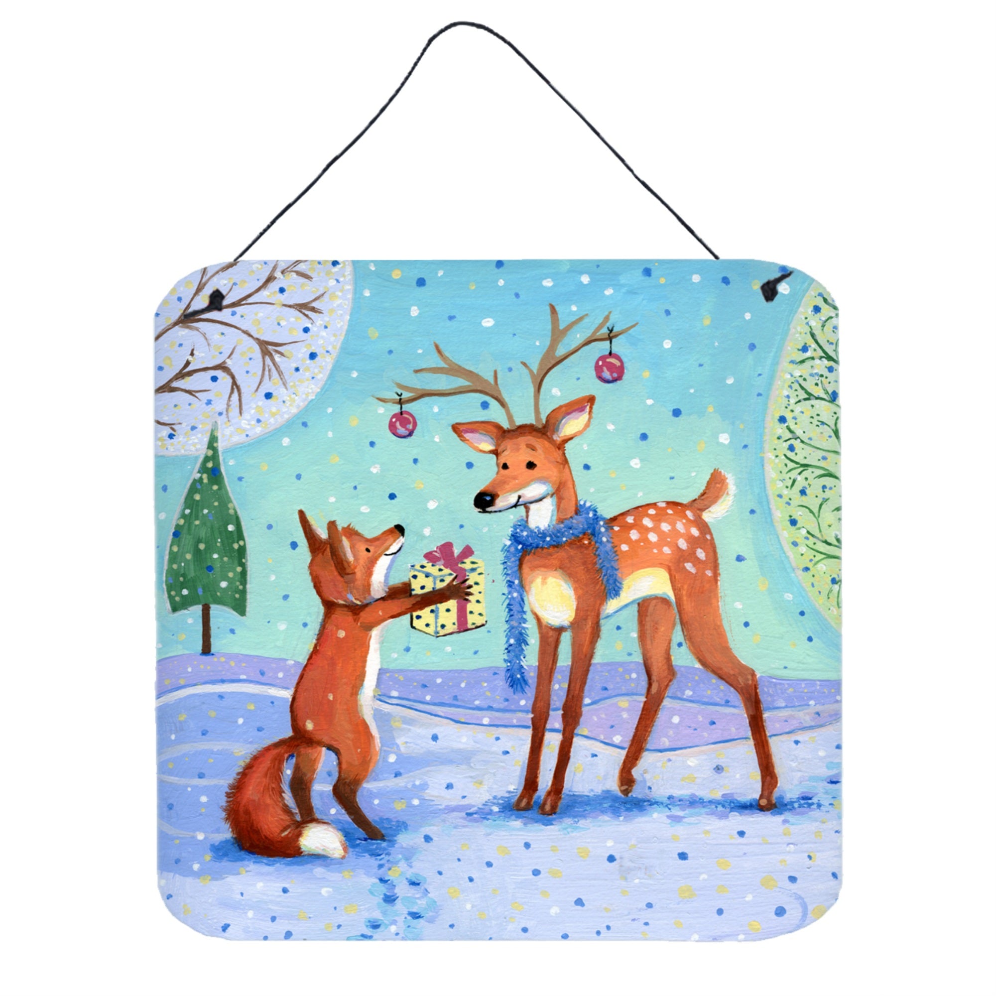 'Caroline'S Treasures Christmas Present From The Fox Wall Or Door Hanging Prints Cdco0416Ds66, 6Hx6W, Multicolor''