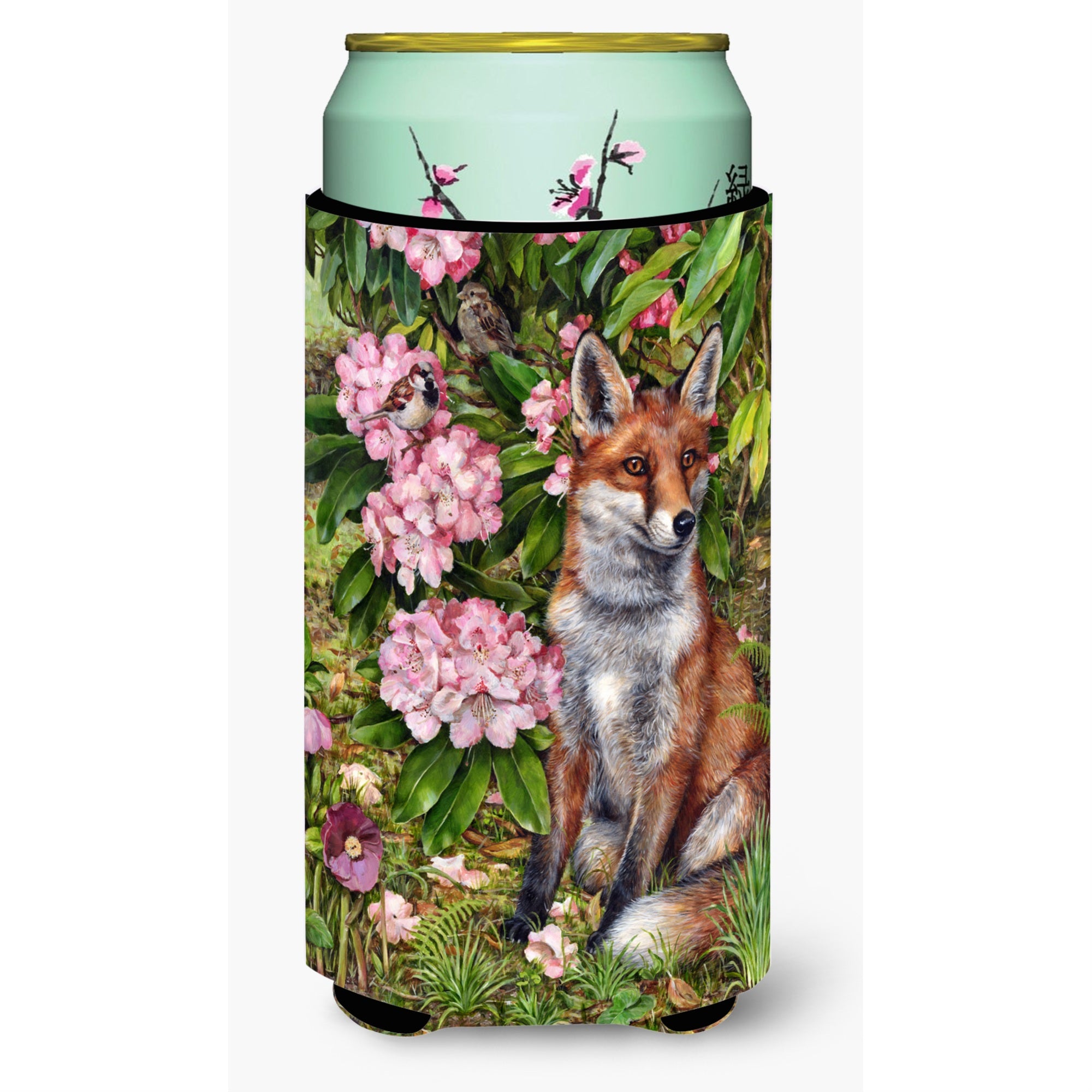 'Caroline'S Treasures Cdco0442Tbc ''''Fox Waiting In Flowers'''' Tall Boy Beverage Insulator Hugger, Multicolor''