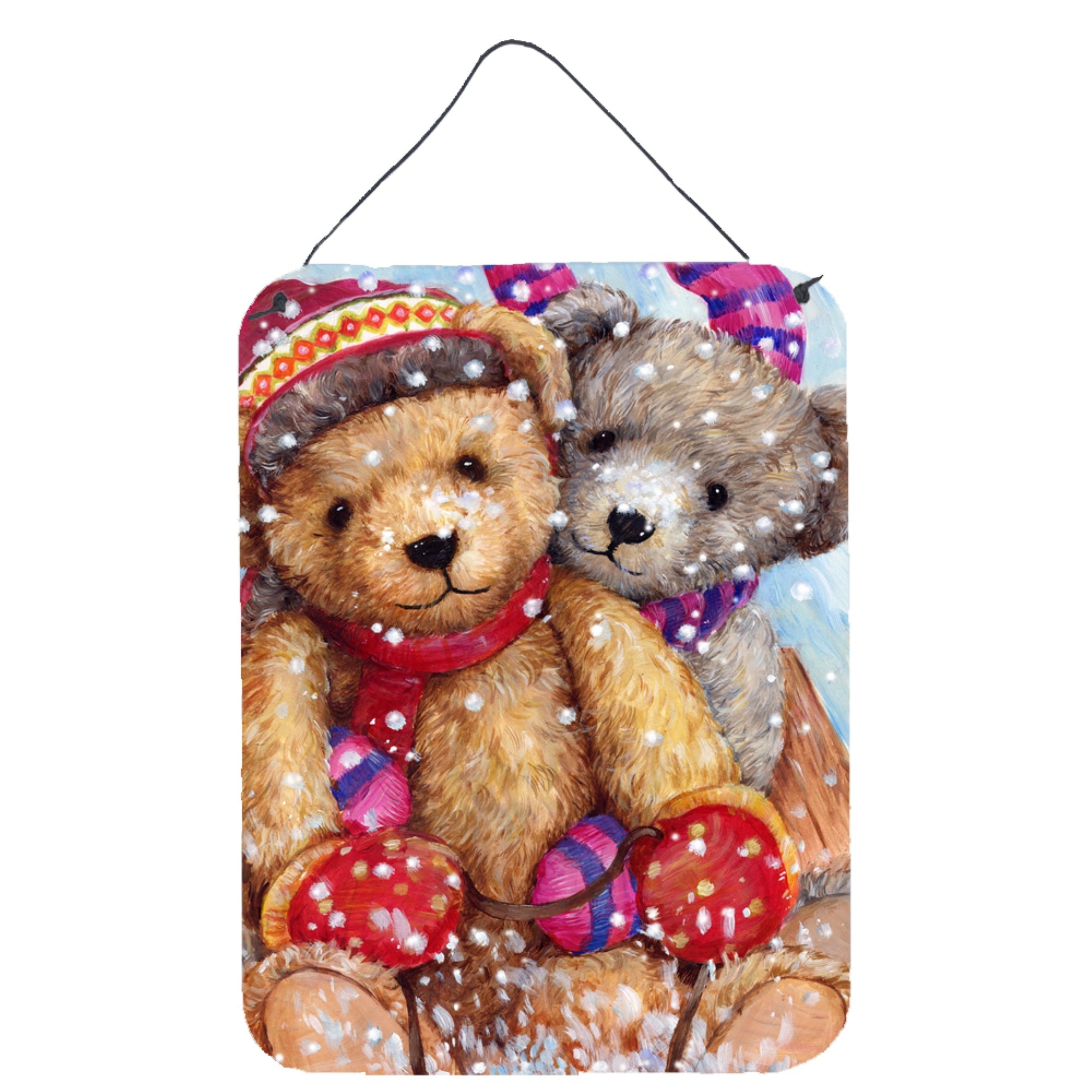 'Caroline'S Treasures Winter Snow Teddy Bears Wall Or Door Hanging Prints Cdco0461Ds1216, 16''''H X 12''''W, Multicolor''