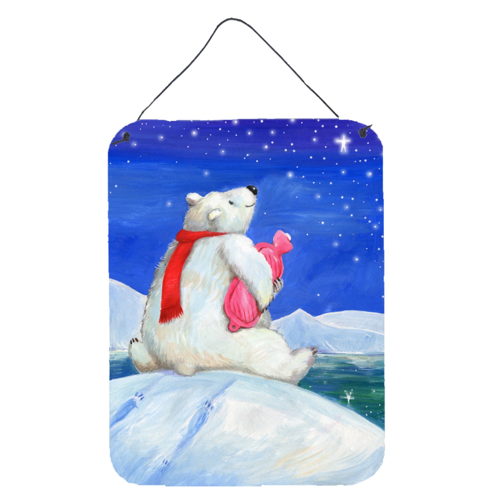 'Caroline'S Treasures Polar Bear With Hot Water Bottle Wall Or Door Hanging Prints Cdco0488Ds1216, 16''''H X 12''''W, Multicolo
