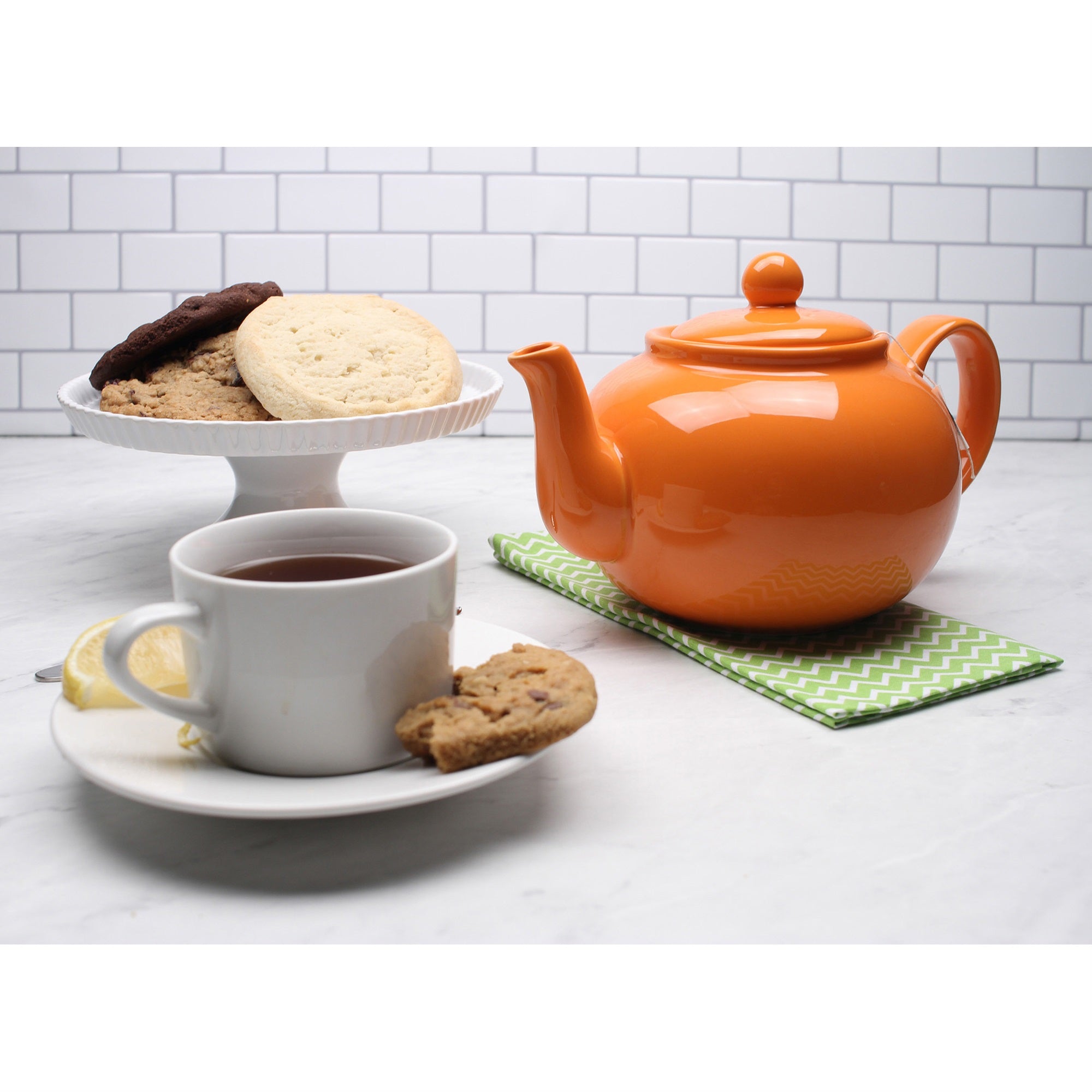 RSVP International Stoneware Teapot  Orange