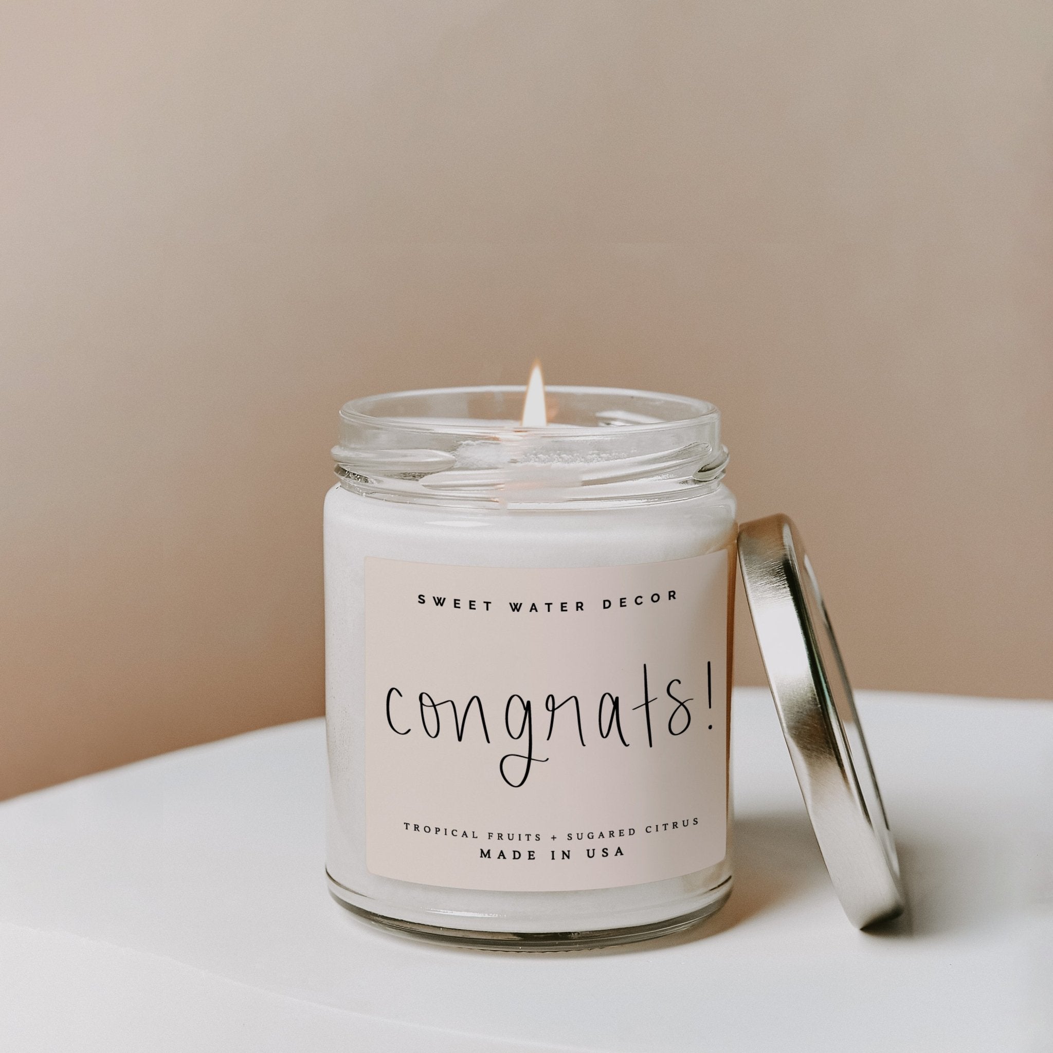 Congrats! Soy Candle - Clear Jar - 9 oz (Island AIr)