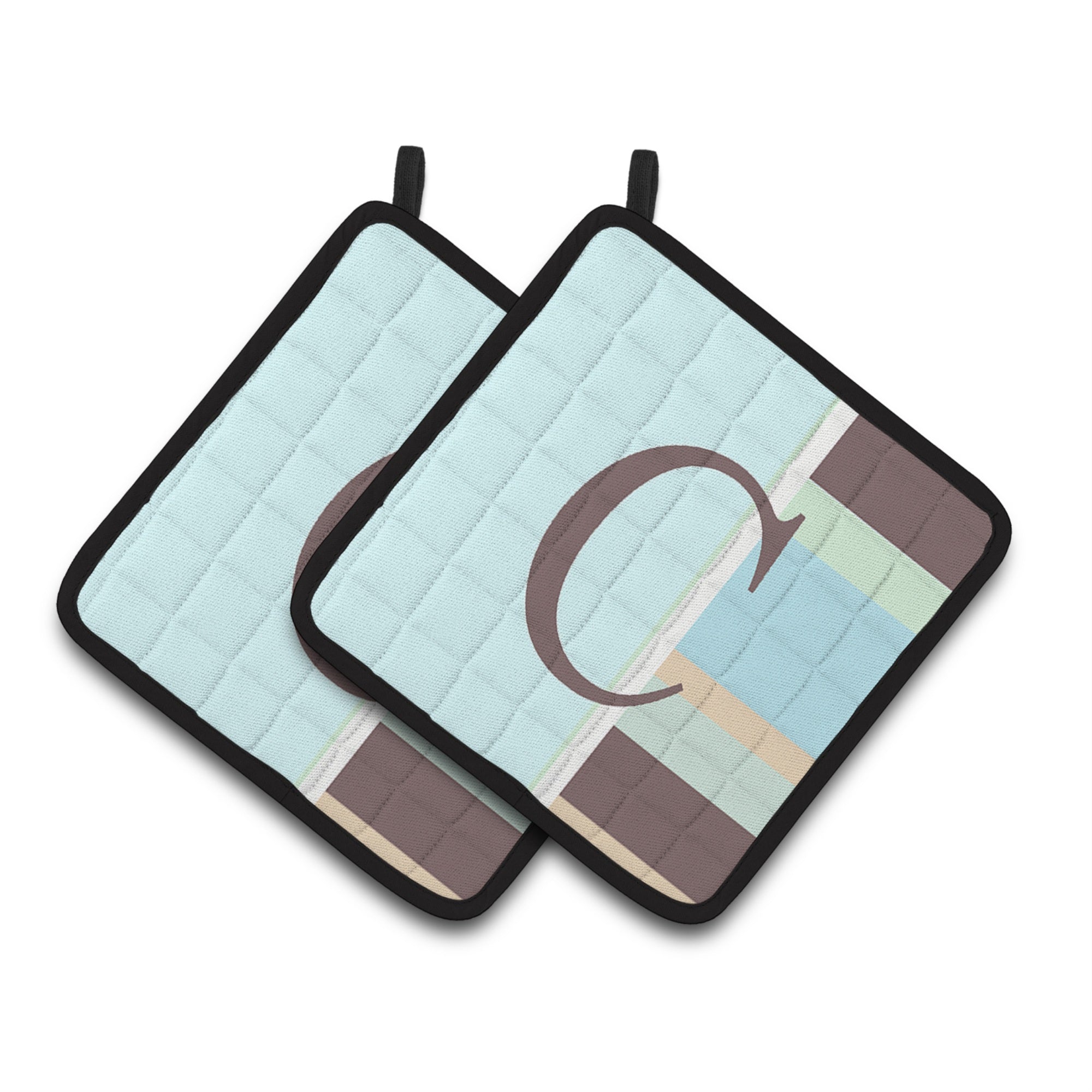 'Caroline'S Treasures Letter C Initial Monogram - Blue Stripes Pair Of Pot Holders Cj1003-Cpthd, 7.5Hx7.5W, Multicolor''
