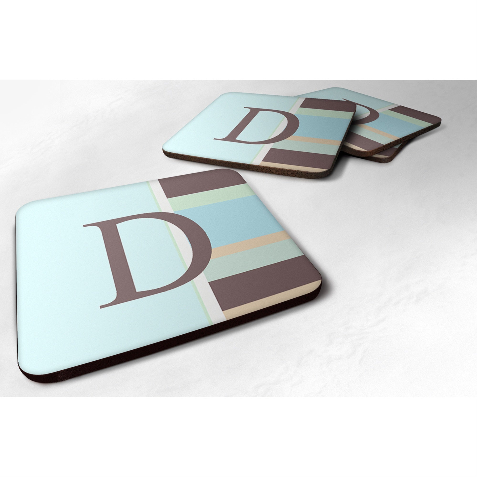 'Caroline'S Treasures Cj1003-Dfc Monogram-Blue Stripes Foam Coasters (Set Of 4), Initial Letter D, 3.5'''' H X 3.5'''' W, Multi