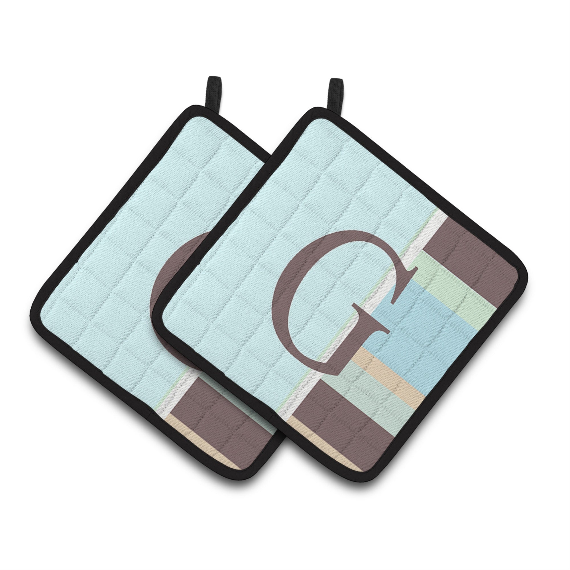 'Caroline'S Treasures Letter G Initial Monogram - Blue Stripes Pair Of Pot Holders Cj1003-Gpthd, 7.5Hx7.5W, Multicolor''