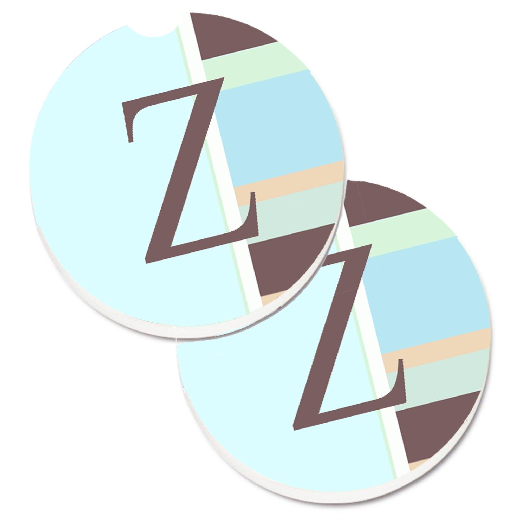 'Caroline'S Treasures Letter Z Initial Monogram - Blue Stripes Set Of 2 Cup Holder Car Coasters Cj1003-Zcarc, 2.56, Multicolor'
