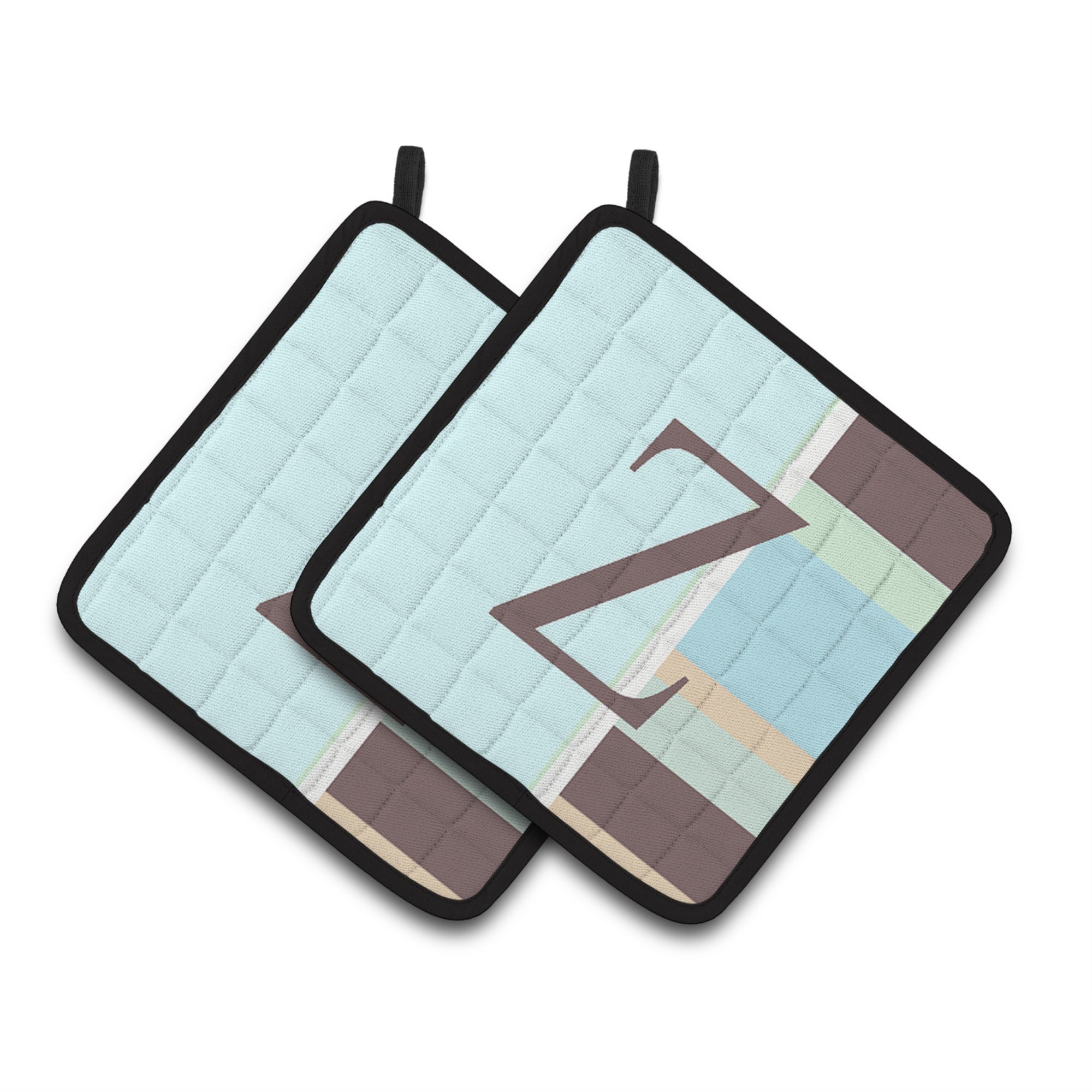 'Caroline'S Treasures Letter Z Initial Monogram - Blue Stripes Pair Of Pot Holders Cj1003-Zpthd, 7.5Hx7.5W, Multicolor''