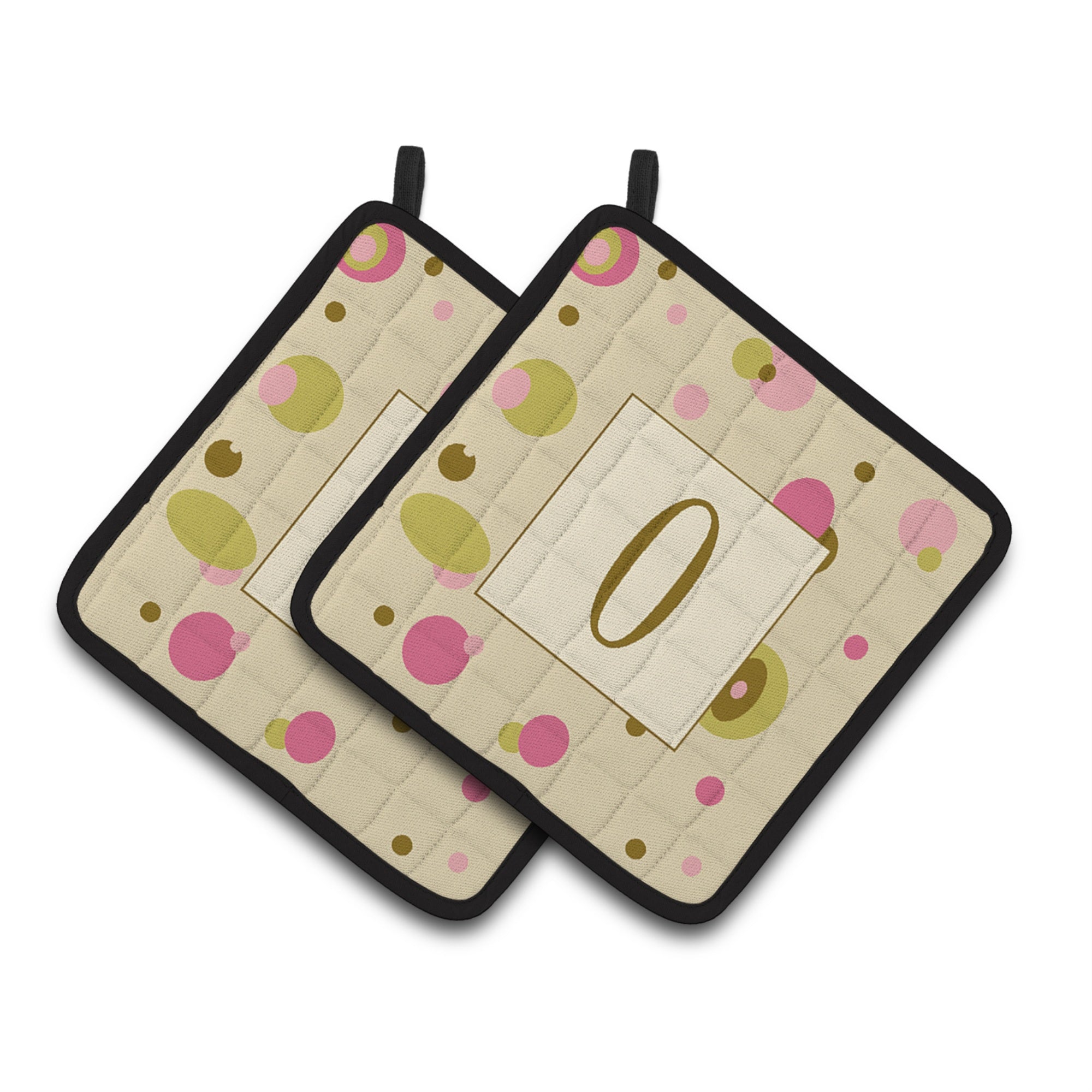 'Caroline'S Treasures Letter O Initial Monogram - Tan Dots Pair Of Pot Holders Cj1004-Opthd, 7.5Hx7.5W, Multicolor''