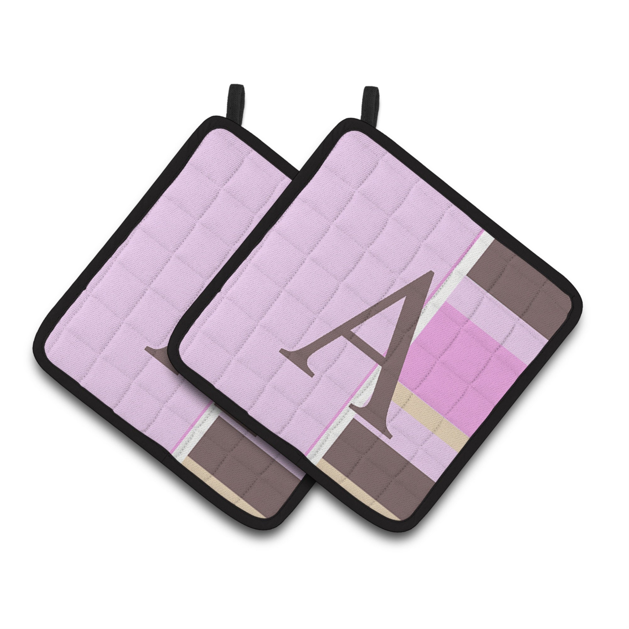 'Caroline'S Treasures Letter A Monogram - Pink Stripes Pair Of Pot Holders Cj1005-Apthd, 7.5Hx7.5W, Multicolor''
