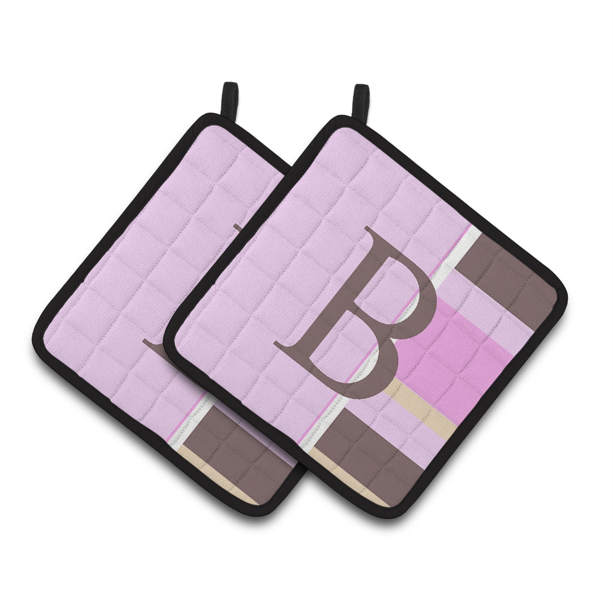 'Caroline'S Treasures Letter B Initial Monogram - Pink Stripes Pair Of Pot Holders Cj1005-Bpthd, 7.5Hx7.5W, Multicolor''