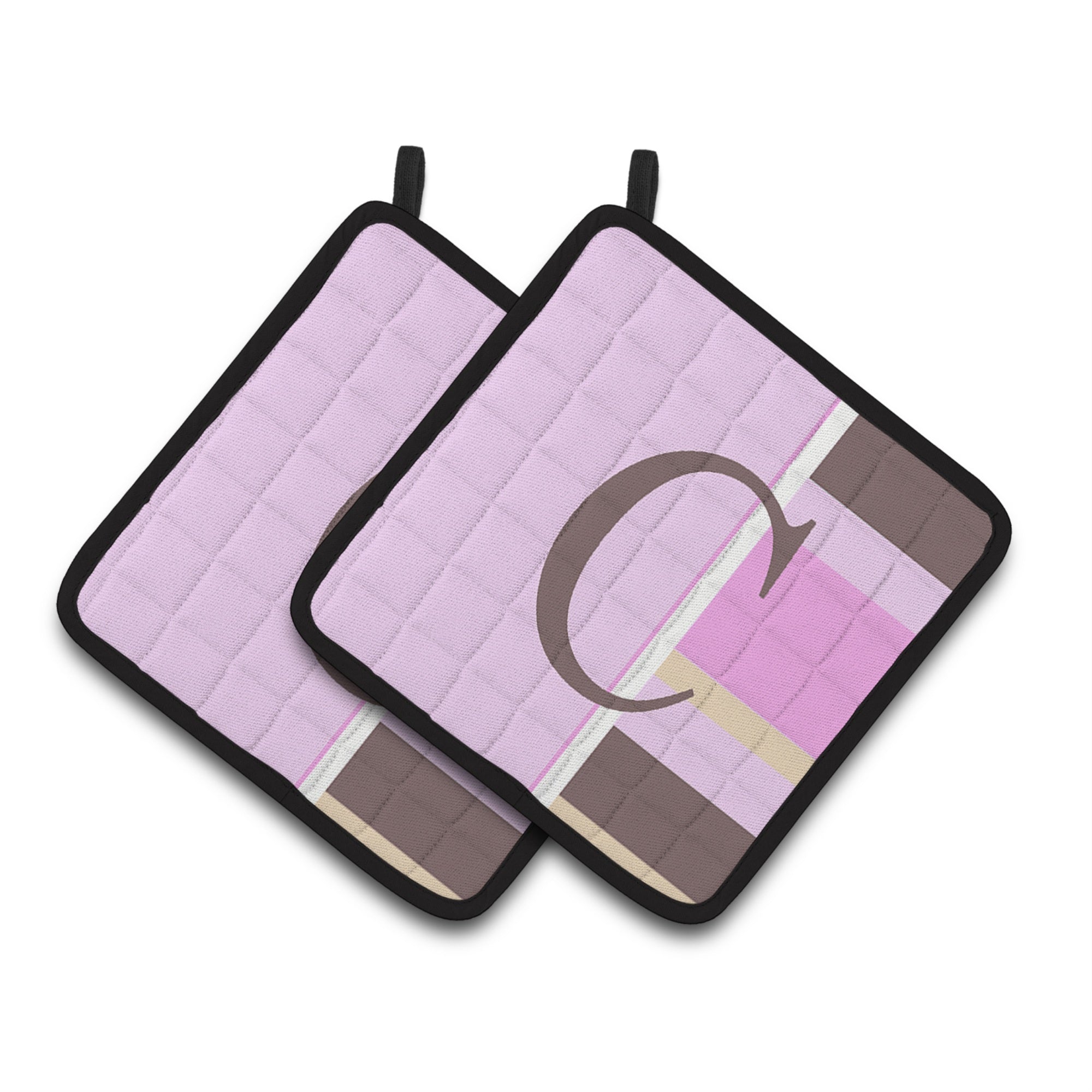'Caroline'S Treasures Letter C Initial Monogram - Pink Stripes Pair Of Pot Holders Cj1005-Cpthd, 7.5Hx7.5W, Multicolor''