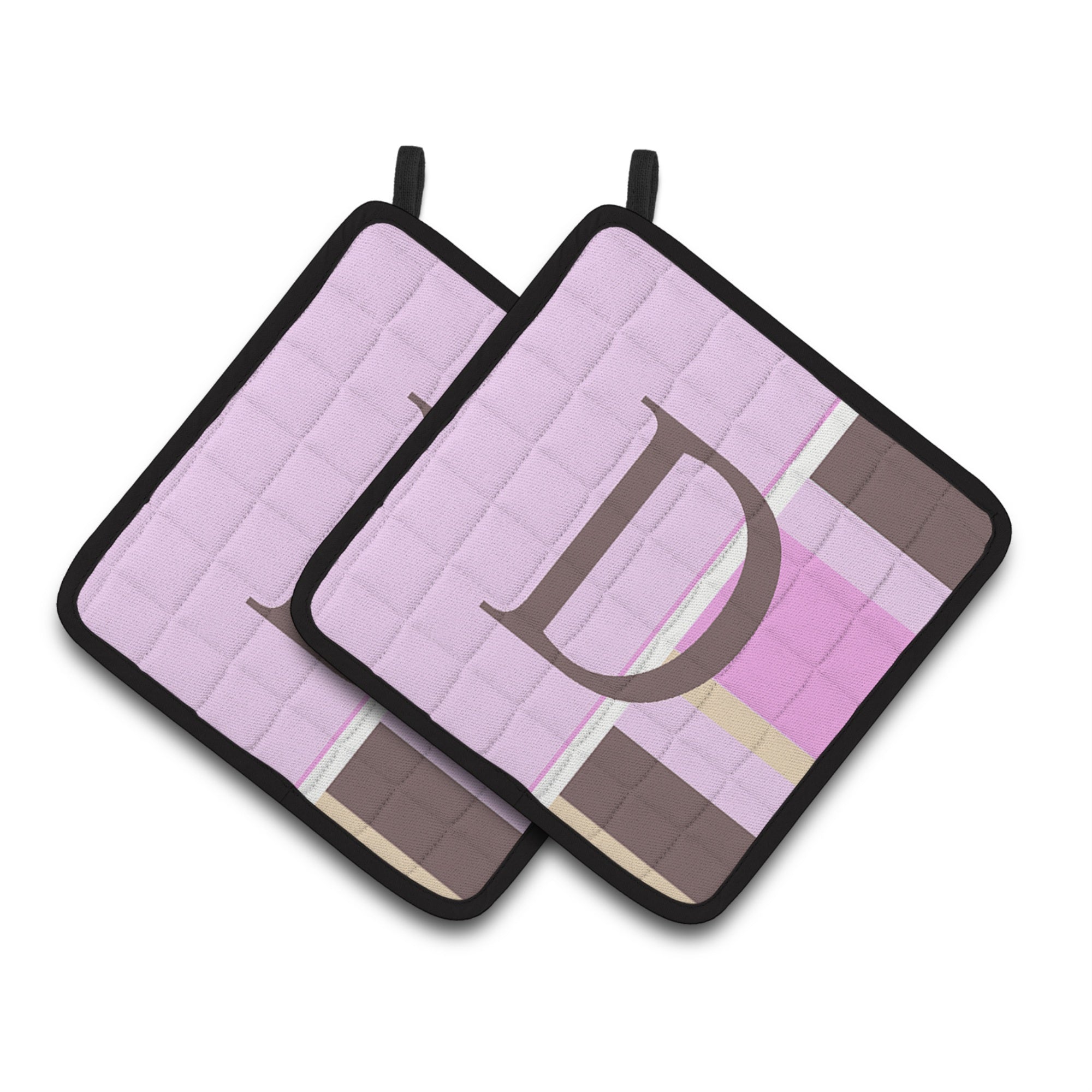 'Caroline'S Treasures Letter D Initial Monogram - Pink Stripes Pair Of Pot Holders Cj1005-Dpthd, 7.5Hx7.5W, Multicolor''