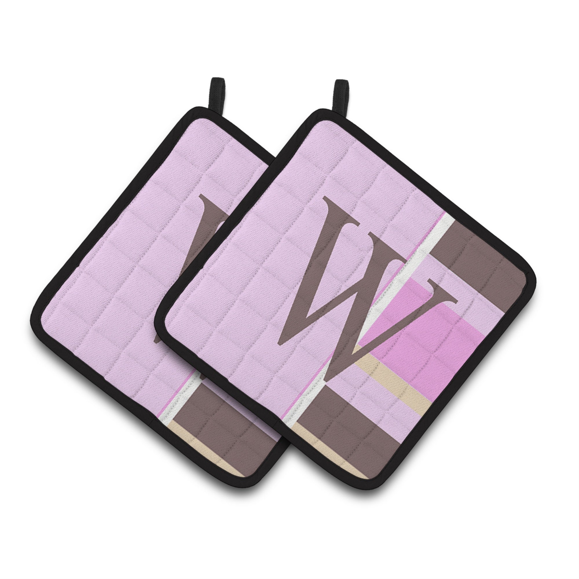 'Caroline'S Treasures Letter W Initial Monogram - Pink Stripes Pair Of Pot Holders Cj1005-Wpthd, 7.5Hx7.5W, Multicolor''
