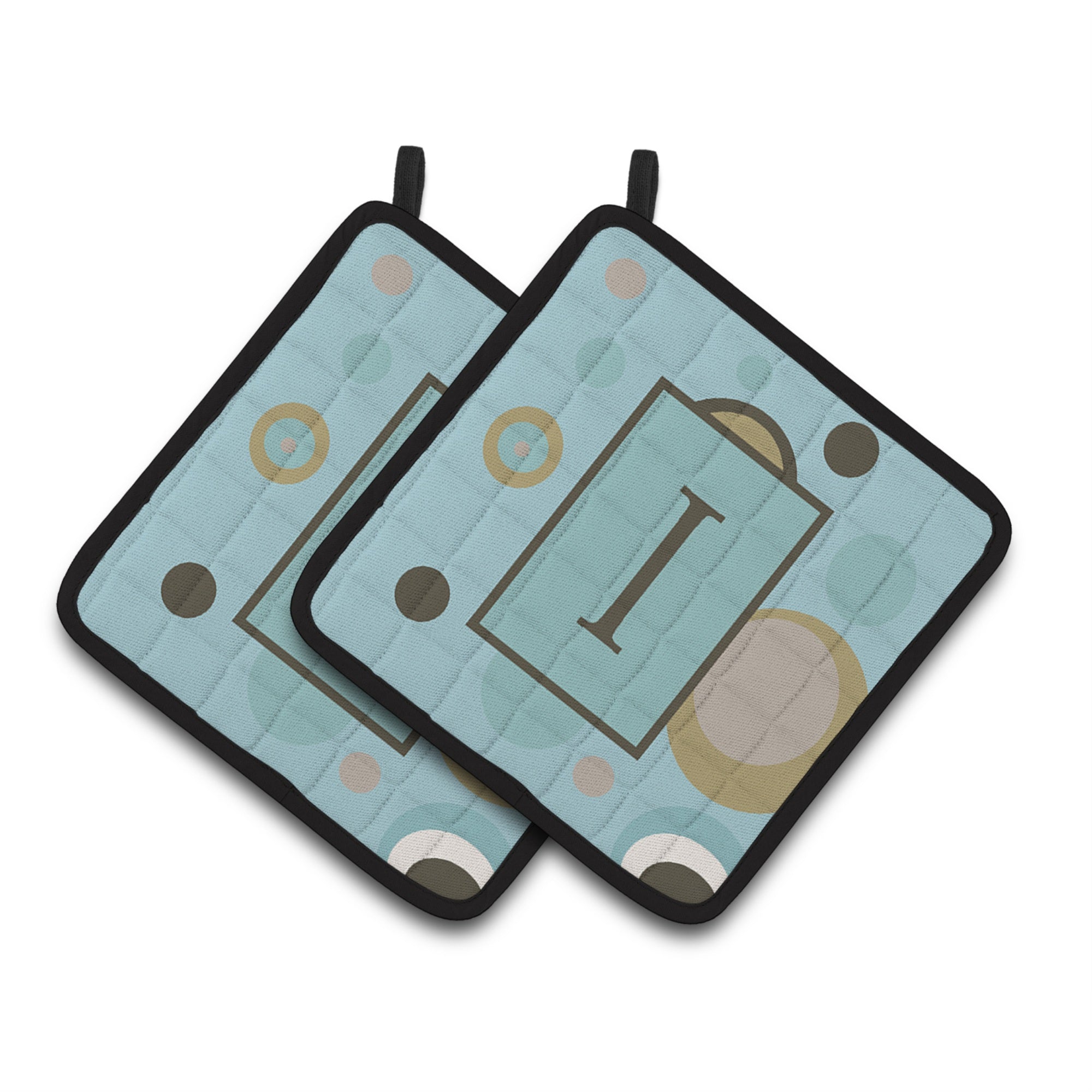 'Caroline'S Treasures Monogram - Initial I Blue Dots Pair Of Pot Holders Cj1013-Ipthd, 7.5Hx7.5W, Multicolor''