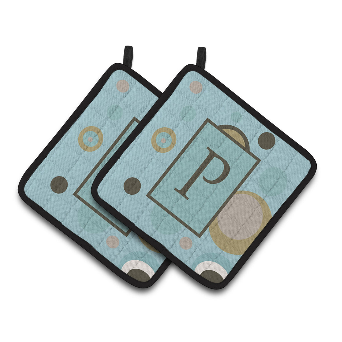 'Caroline'S Treasures Monogram - Initial P Blue Dots Pair Of Pot Holders Cj1013-Ppthd, 7.5Hx7.5W, Multicolor''