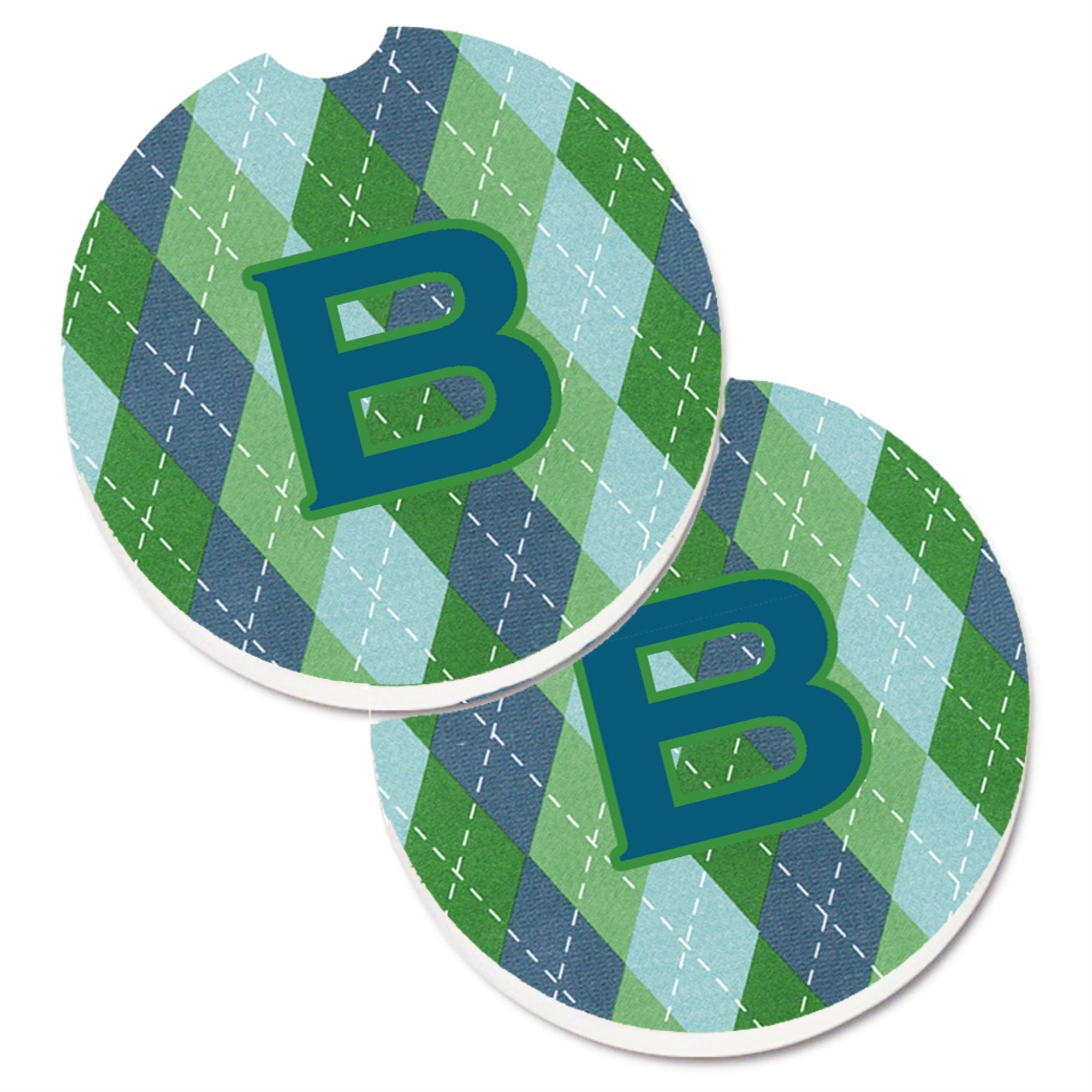 'Caroline'S Treasures Monogram - Initial B Blue Argoyle Set Of 2 Cup Holder Car Coasters Cj1020-Bcarc, 2.56, Multicolor''