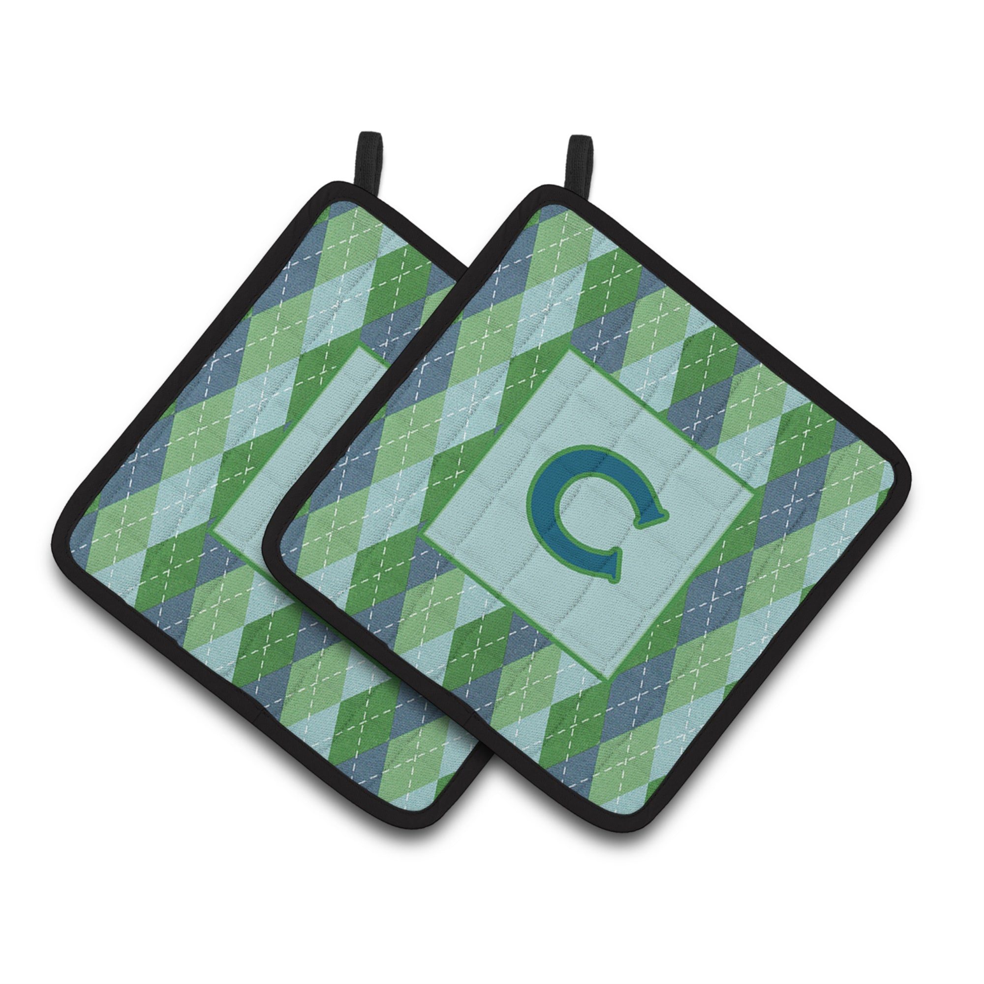 'Caroline'S Treasures Monogram - Initial C Blue Argoyle Pair Of Pot Holders Cj1020-Cpthd, 7.5Hx7.5W, Multicolor''