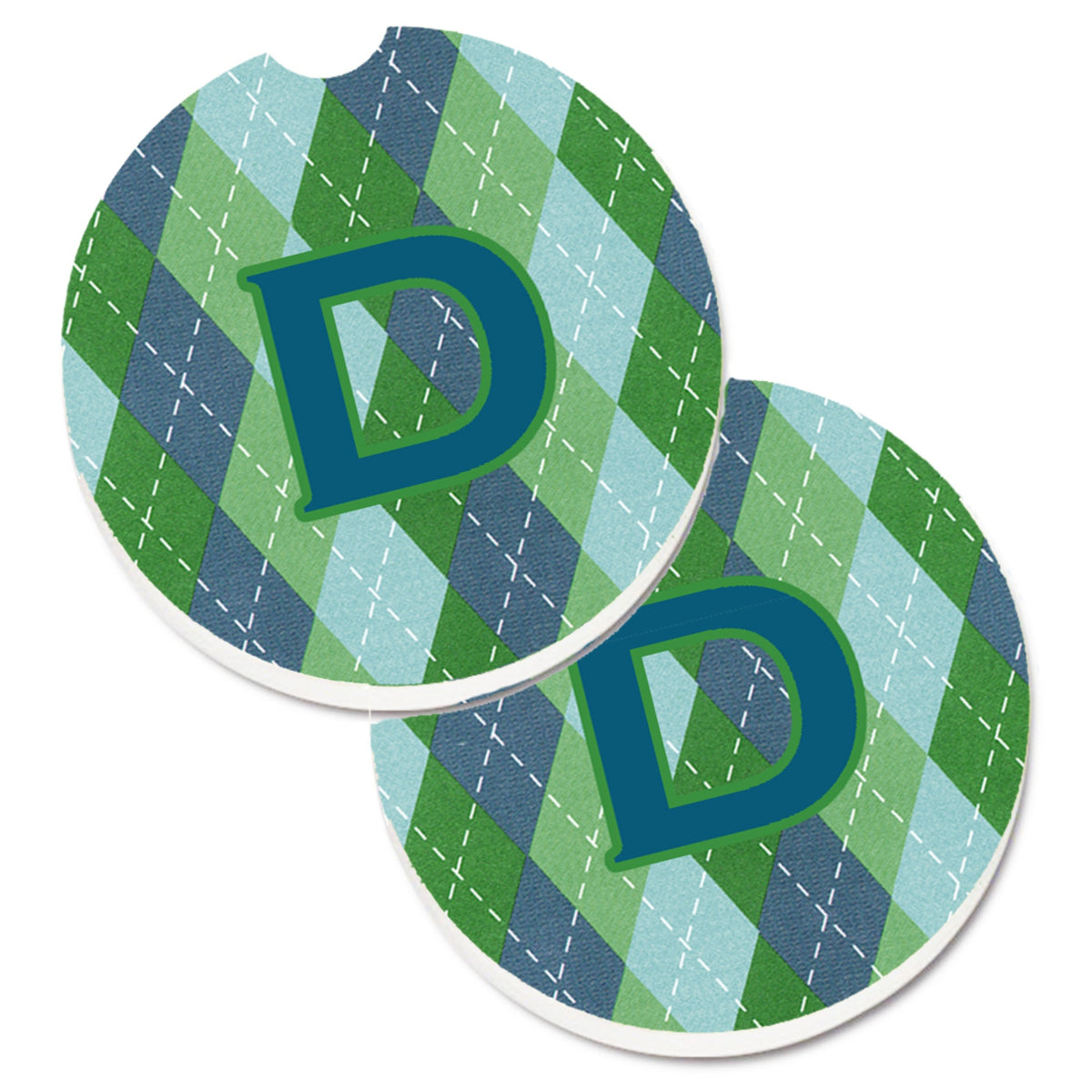 'Caroline'S Treasures Monogram - Initial D Blue Argoyle Set Of 2 Cup Holder Car Coasters Cj1020-Dcarc, 2.56, Multicolor''
