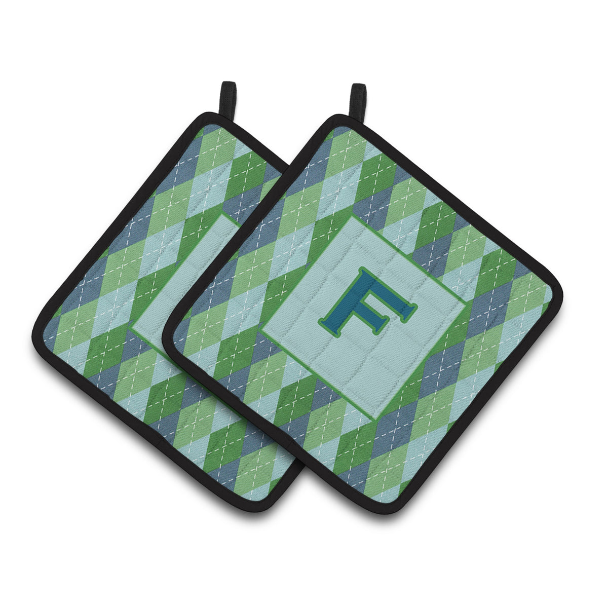 'Caroline'S Treasures Monogram - Initial F Blue Argoyle Pair Of Pot Holders Cj1020-Fpthd, 7.5Hx7.5W, Multicolor''