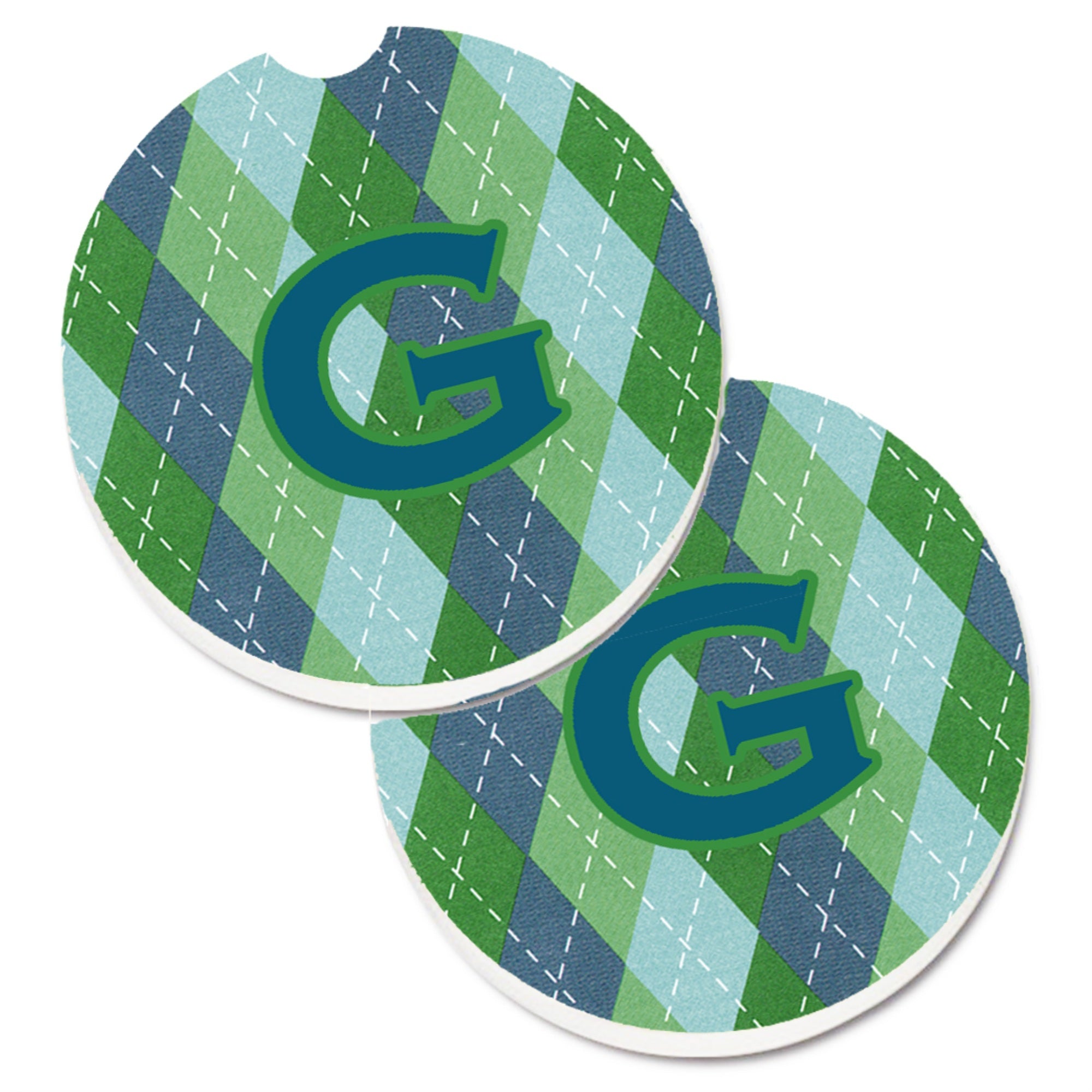 'Caroline'S Treasures Monogram - Initial G Blue Argoyle Set Of 2 Cup Holder Car Coasters Cj1020-Gcarc, 2.56, Multicolor''