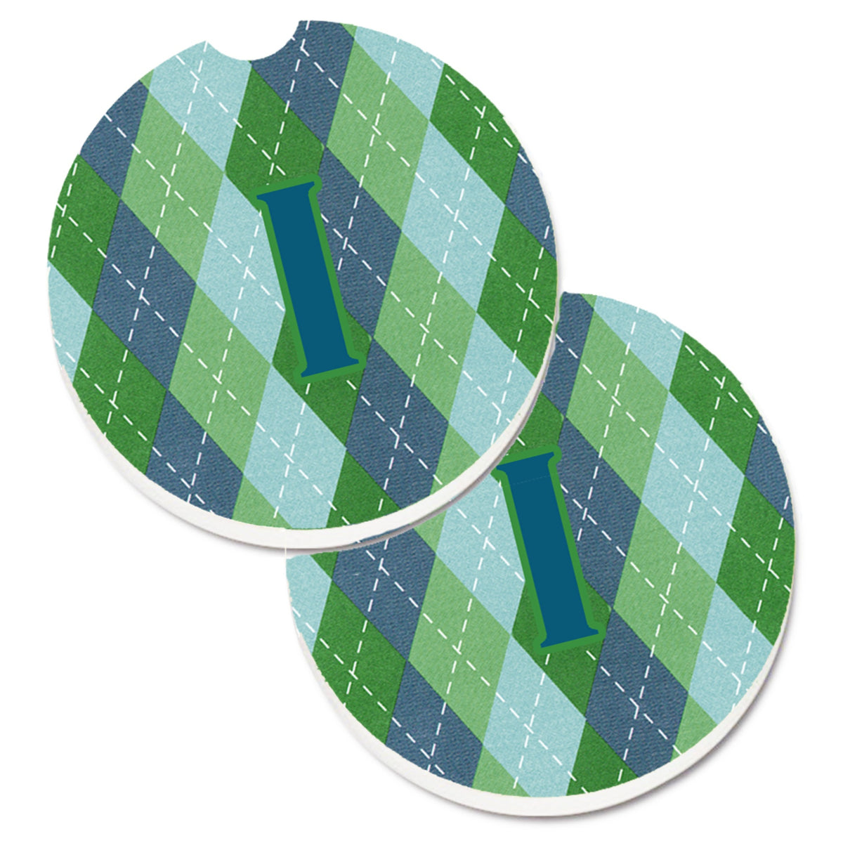 'Caroline'S Treasures Monogram - Initial I Blue Argoyle Set Of 2 Cup Holder Car Coasters Cj1020-Icarc, 2.56, Multicolor''